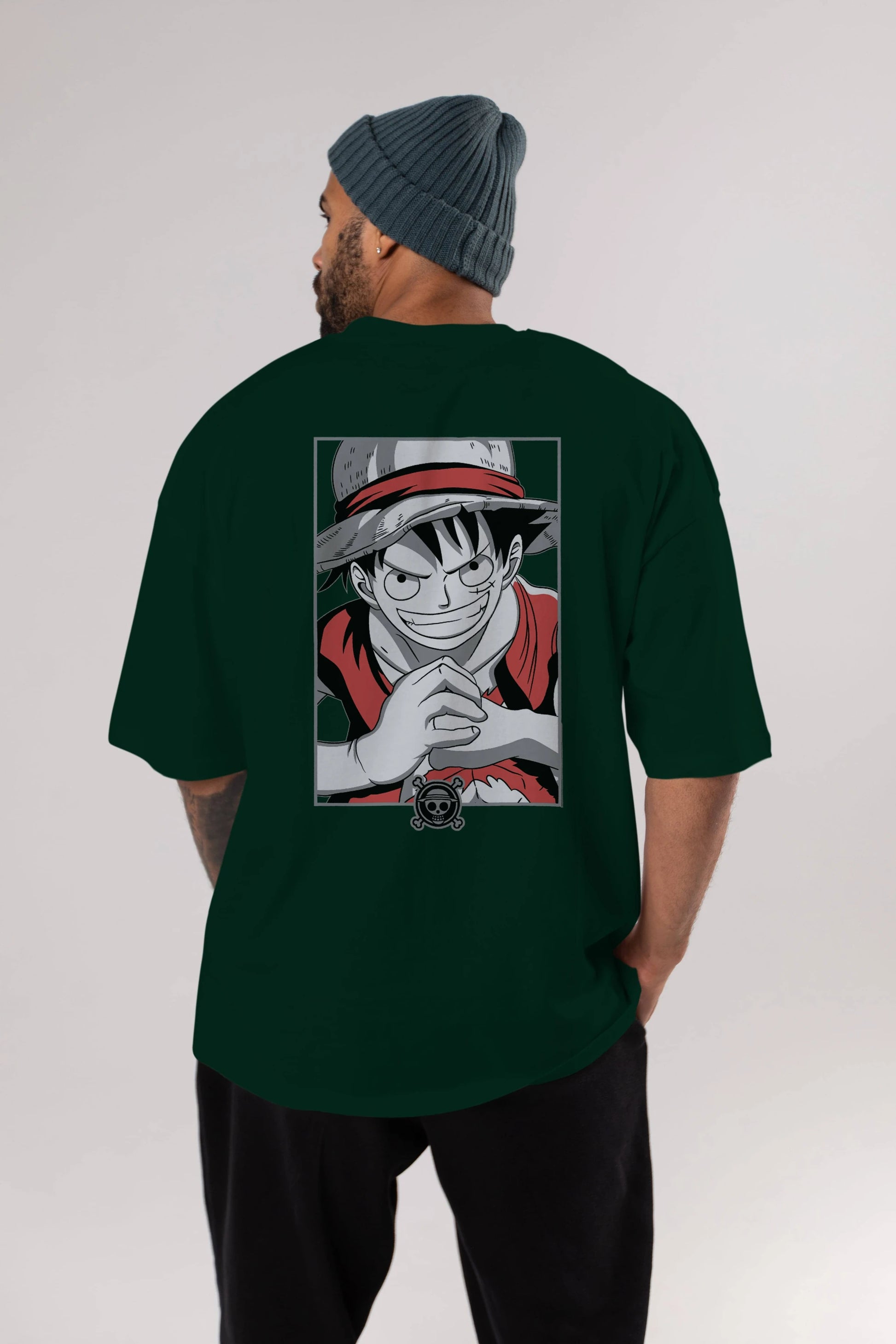 LUFF D. MONKEY OnePiece Anime Arka Baskılı Oversize t-shirt Erkek Kadın Unisex