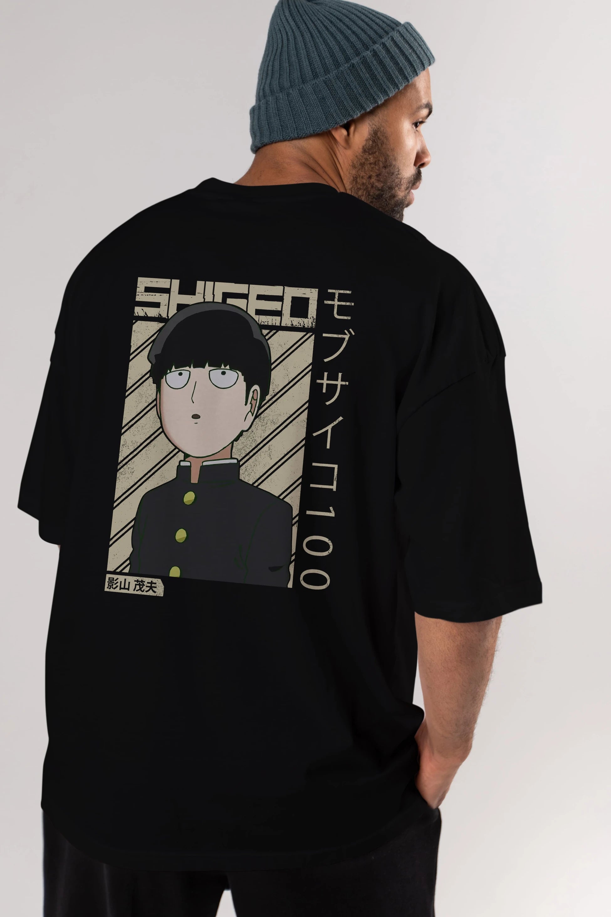 Shigeo Kageyama 2 Anime Arka Baskılı Oversize t-shirt Erkek Kadın Unisex
