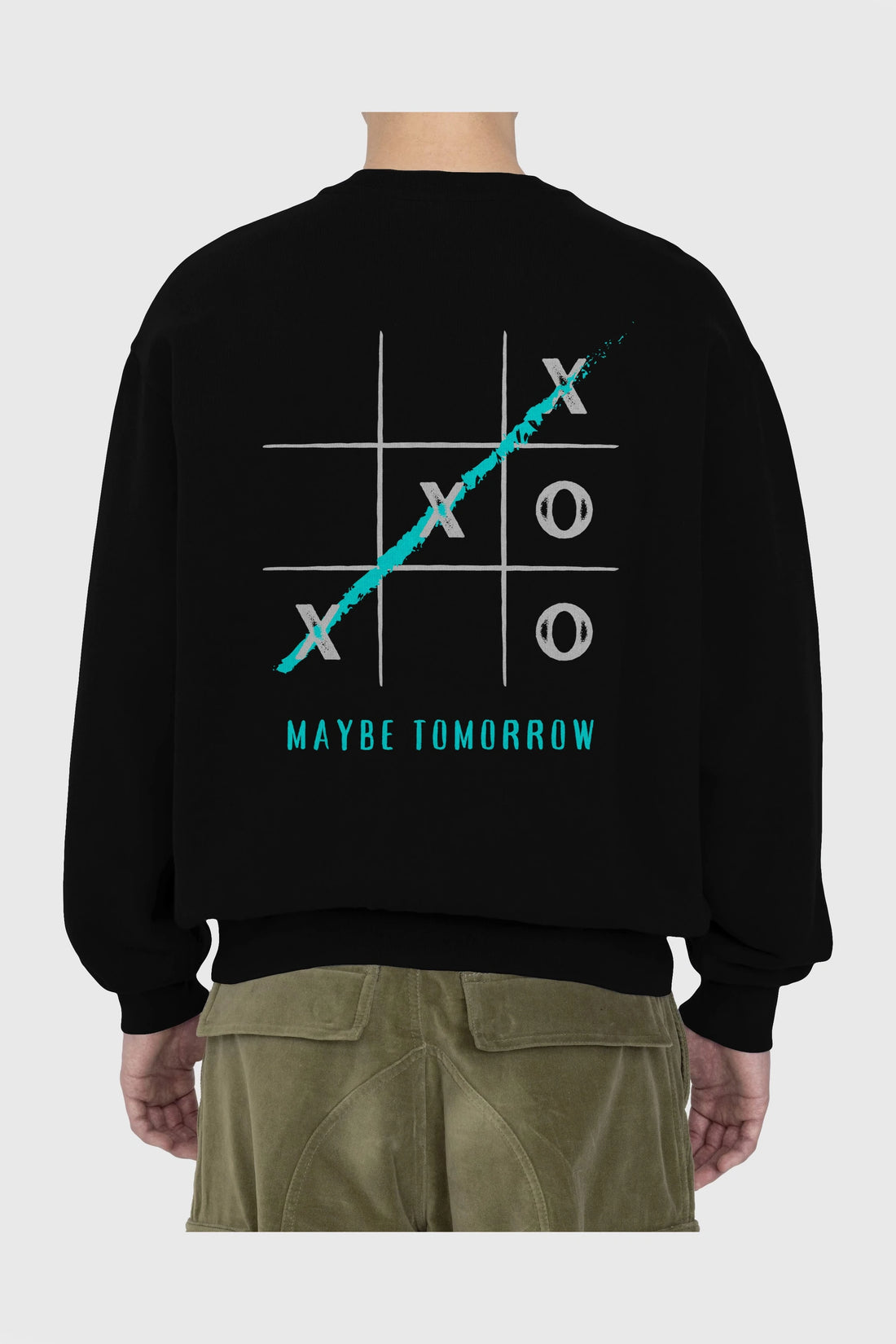 Maybe Tomorrow Yazılı Arka Baskılı Oversize Sweatshirt Erkek Kadın Unisex