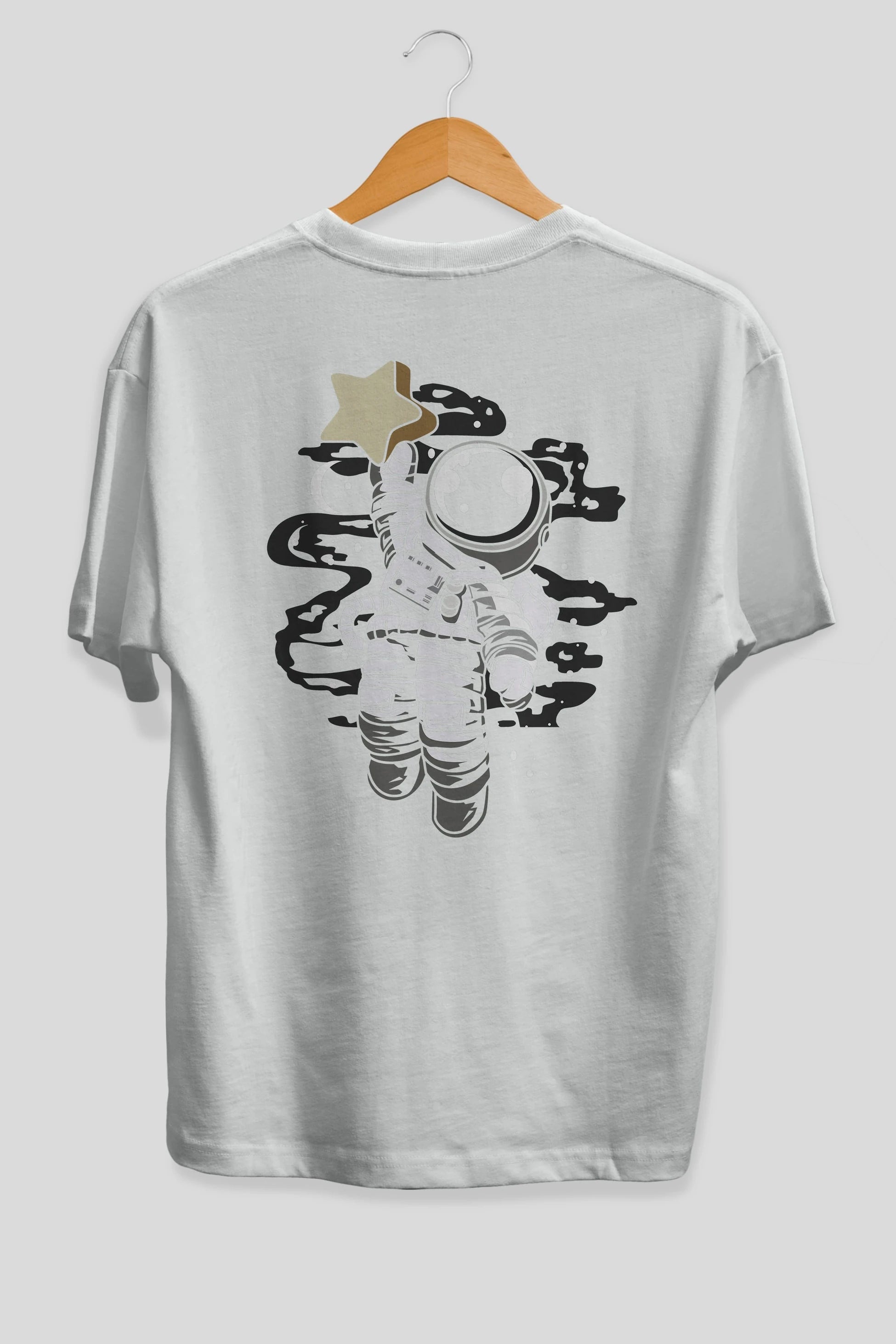 Astronaut Reach The Star Arka Baskılı Oversize t-shirt Erkek Kadın Unisex