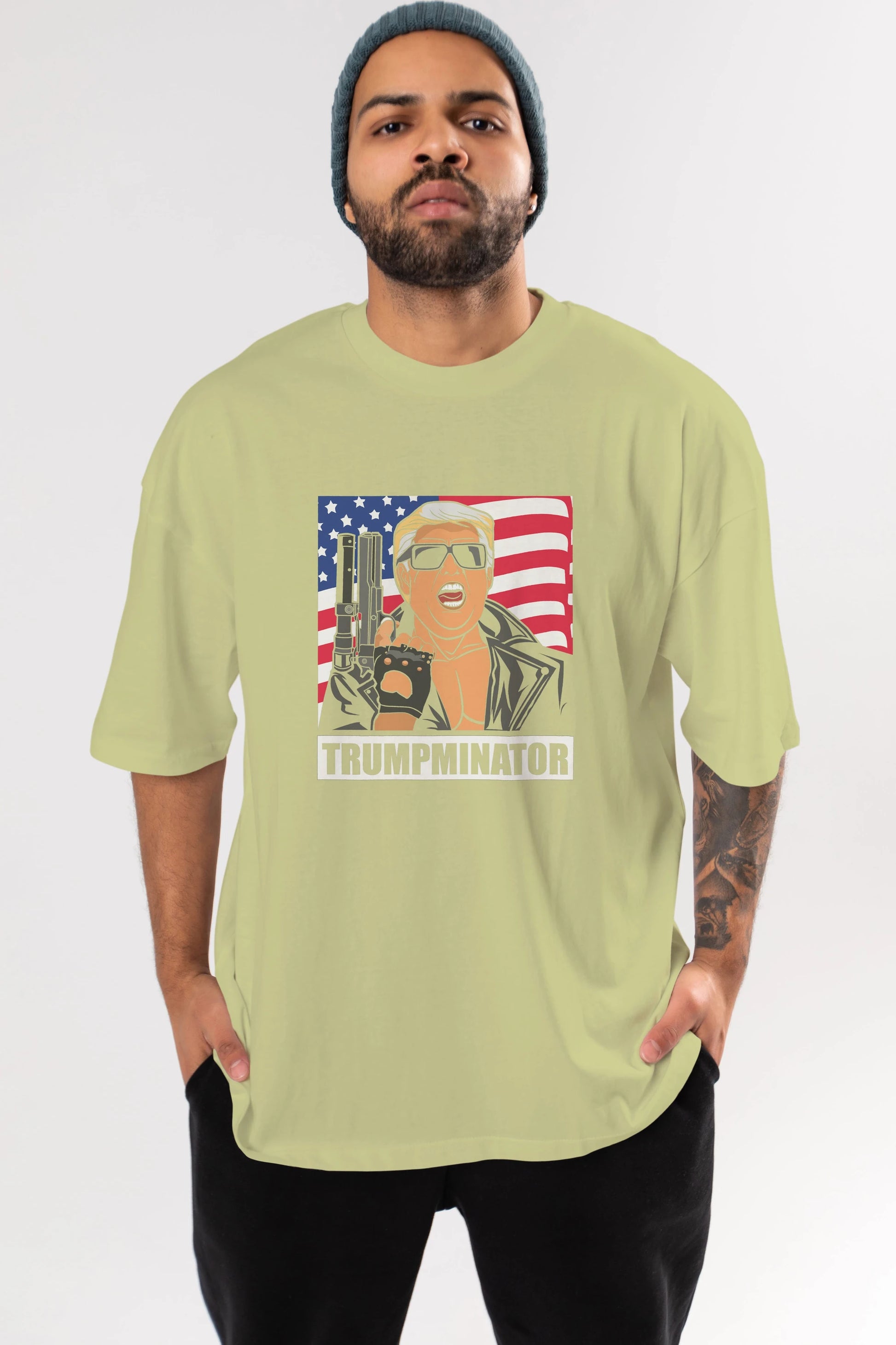 Trumpminator Ön Baskılı Oversize t-shirt Erkek Kadın Unisex %100 Pamuk tişort