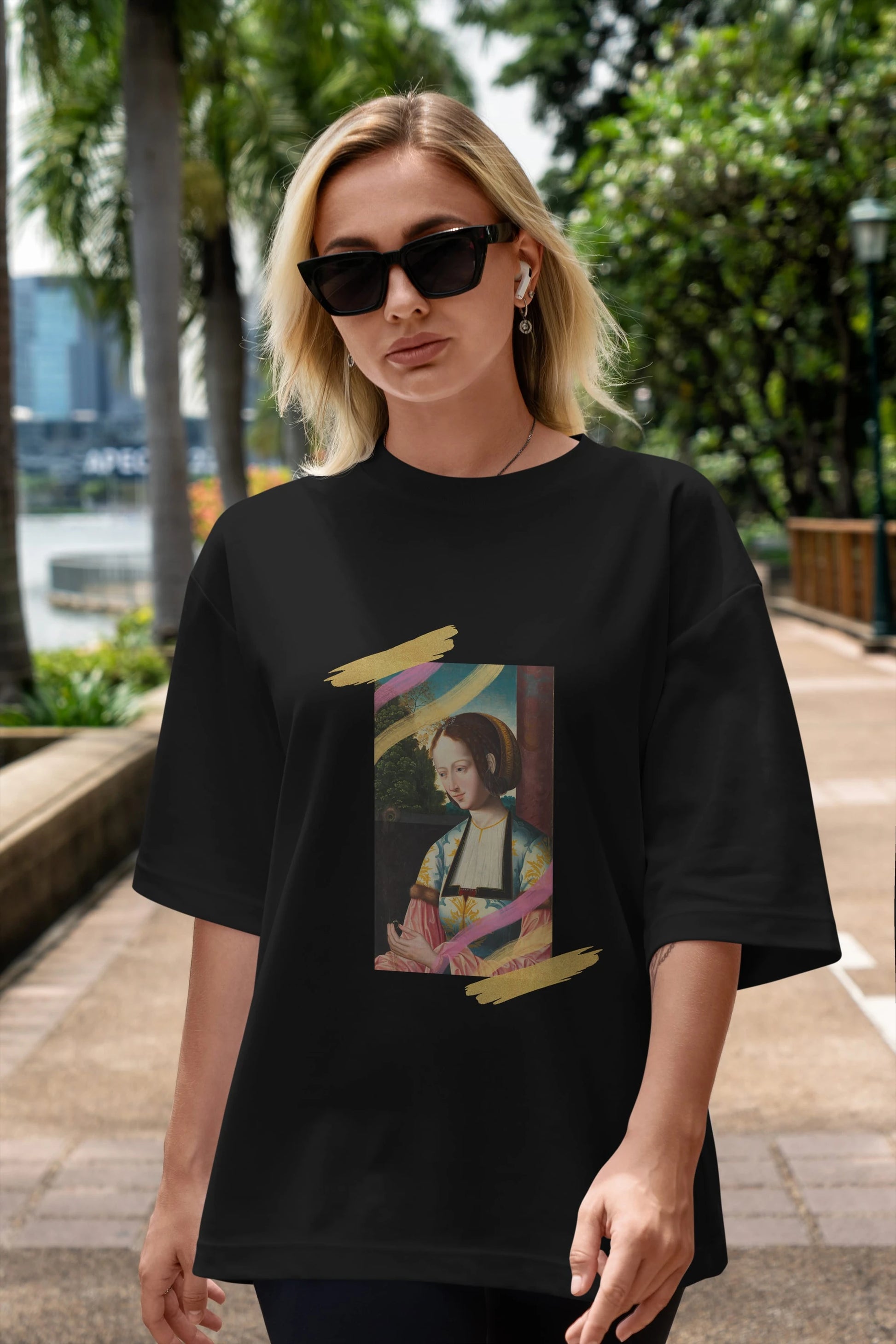 Woman Portrait Ön Baskılı Oversize t-shirt Erkek Kadın Unisex