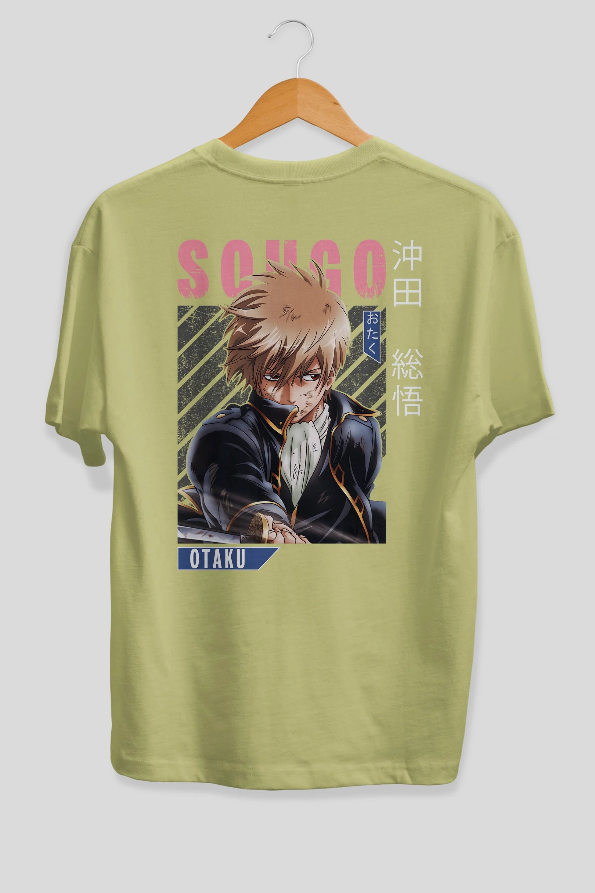 Sougo Okita GINTAMA Anime Arka Baskılı Oversize t-shirt Erkek Kadın Unisex