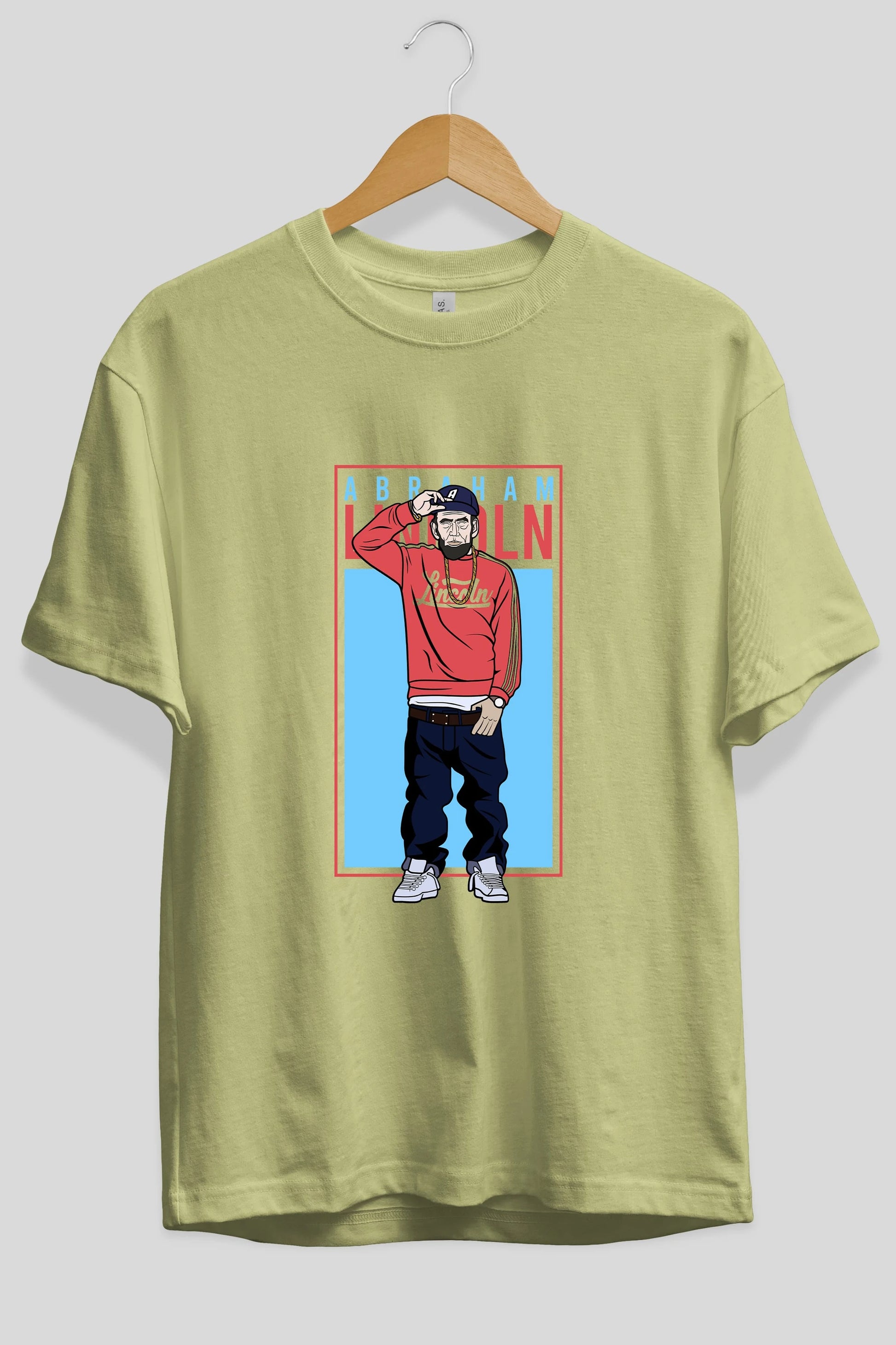 Abraham Lincoln Ön Baskılı Oversize t-shirt Erkek Kadın Unisex %100 Pamuk tişort