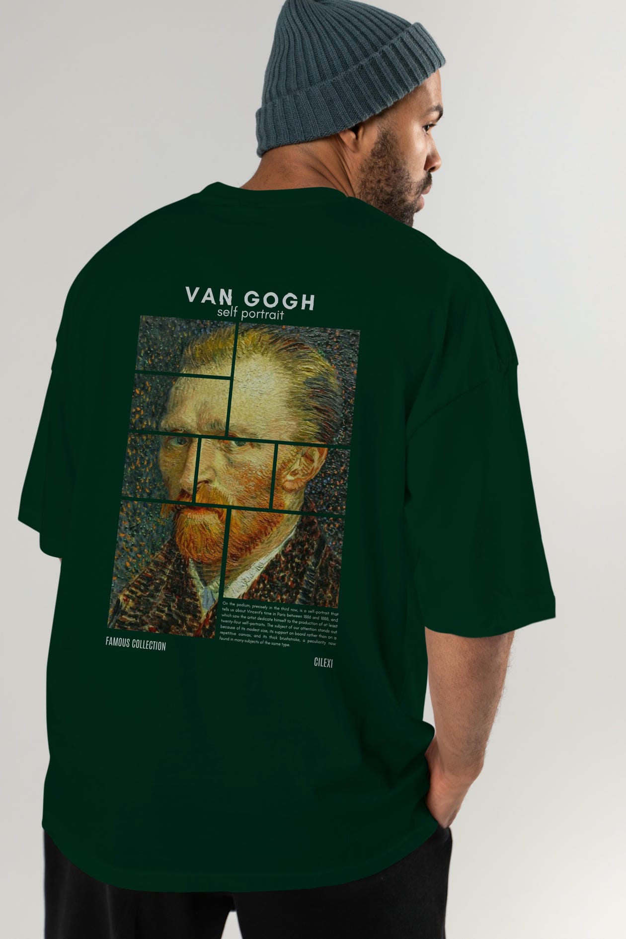 Van Gogh Self Portrait Arka Baskılı Oversize t-shirt Erkek Kadın Bisiklet Yaka Pamuk tişort