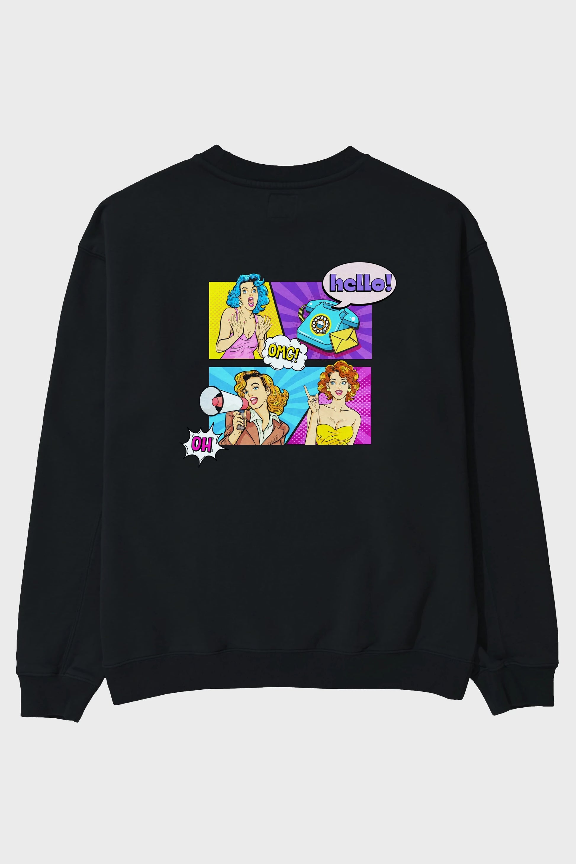 Hello OMG Arka Baskılı Oversize Sweatshirt Erkek Kadın Unisex