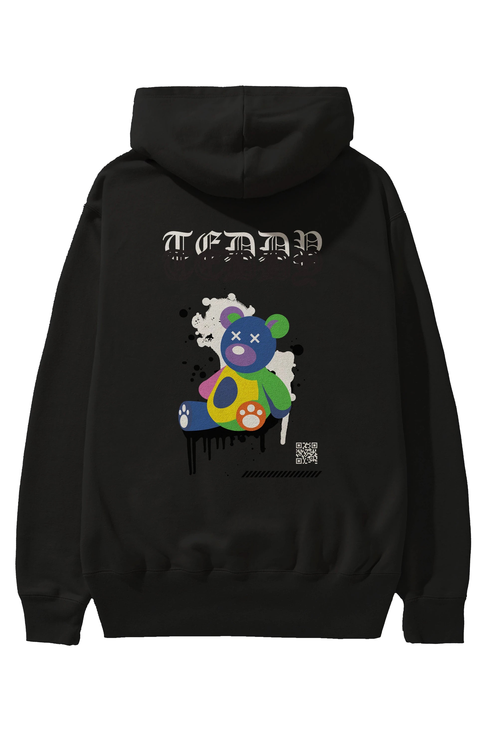 Teddy Bear Arka Baskılı Hoodie Oversize Kapüşonlu Sweatshirt Erkek Kadın Unisex