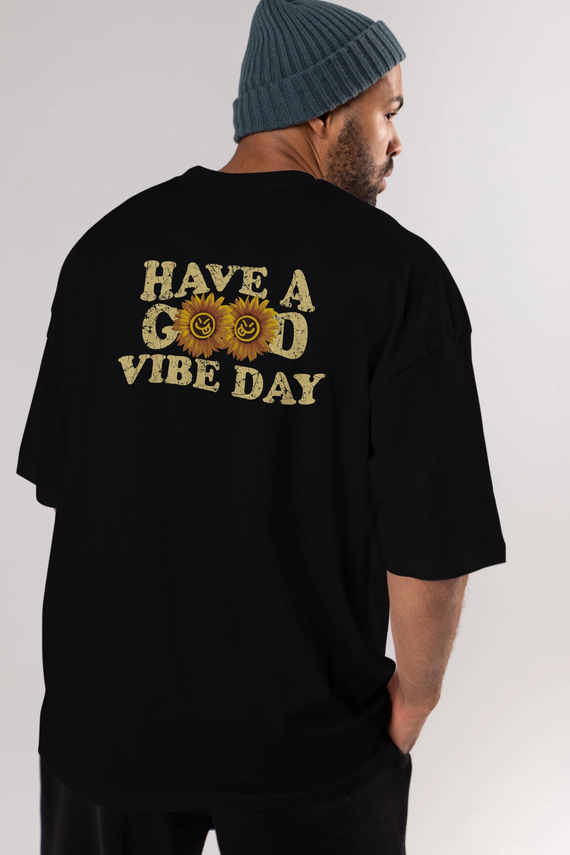Have a Good Vibe Day Arka Baskılı Oversize t-shirt Erkek Kadın Unisex