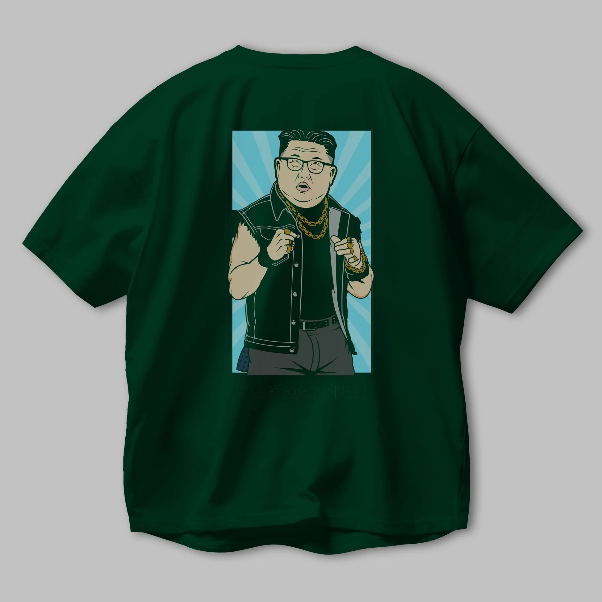 Kim Jong Un Pyongyang Supreme Arka Baskılı Oversize t-shirt Erkek Kadın Unisex %100 Pamuk tişort
