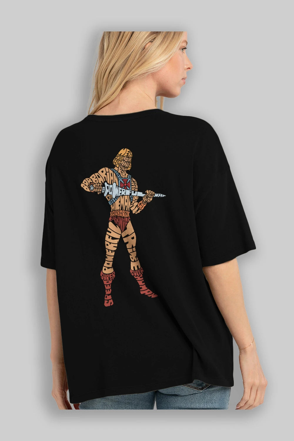 Heman Arka Baskılı Oversize t-shirt %100 pamuk Erkek Kadın Unisex