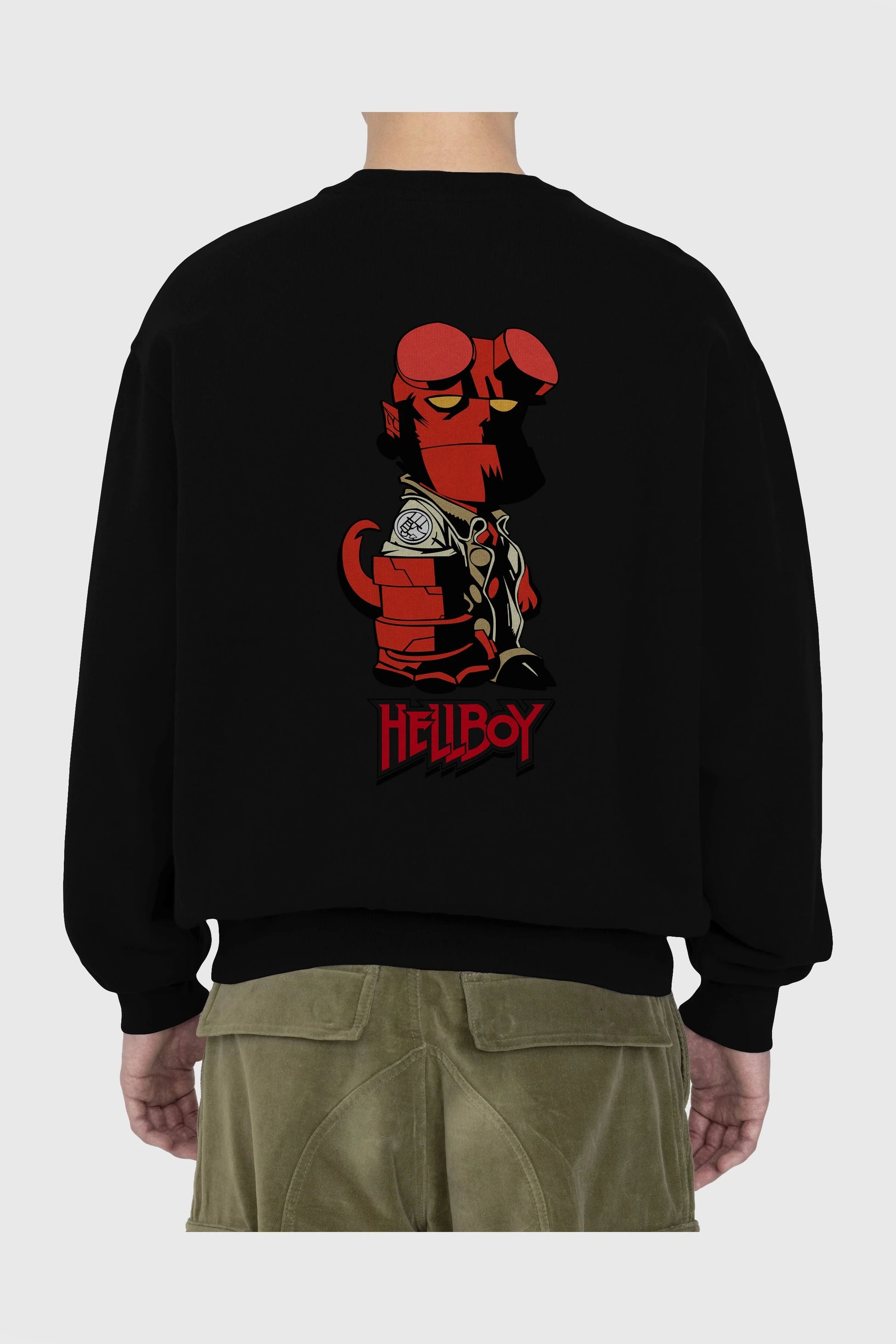 Hellboy (1) Arka Baskılı Oversize Sweatshirt Erkek Kadın Unisex
