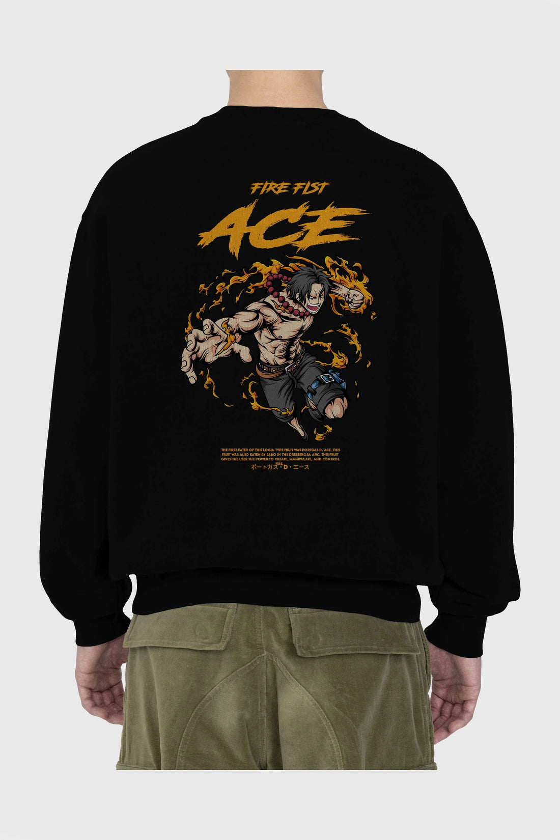 Fire Fist Ace Anime Arka Baskılı Oversize Sweatshirt Erkek Kadın Unisex