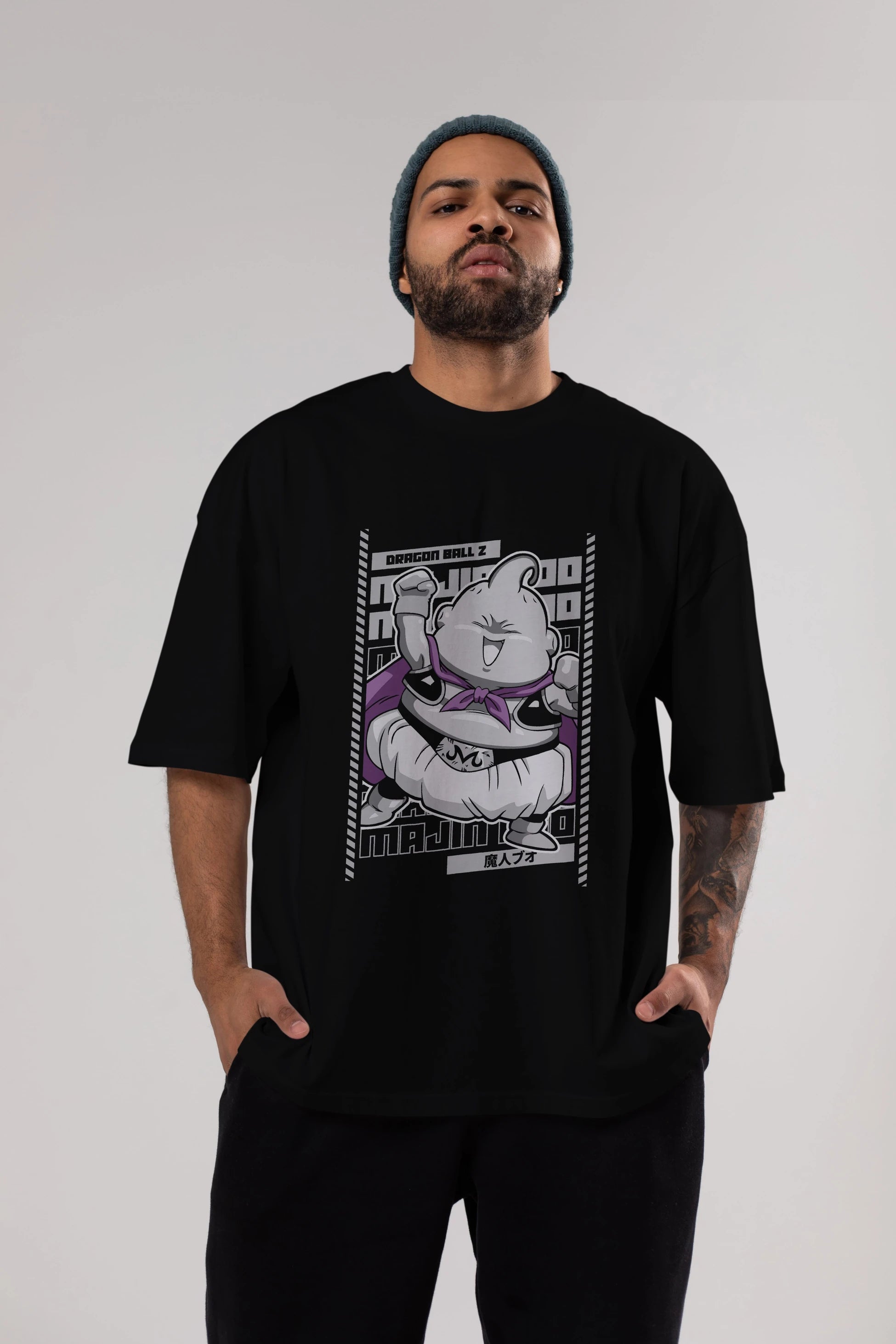 MAJIN BOO2 Anime Ön Baskılı Oversize t-shirt %100 pamuk Erkek Kadın Unisex