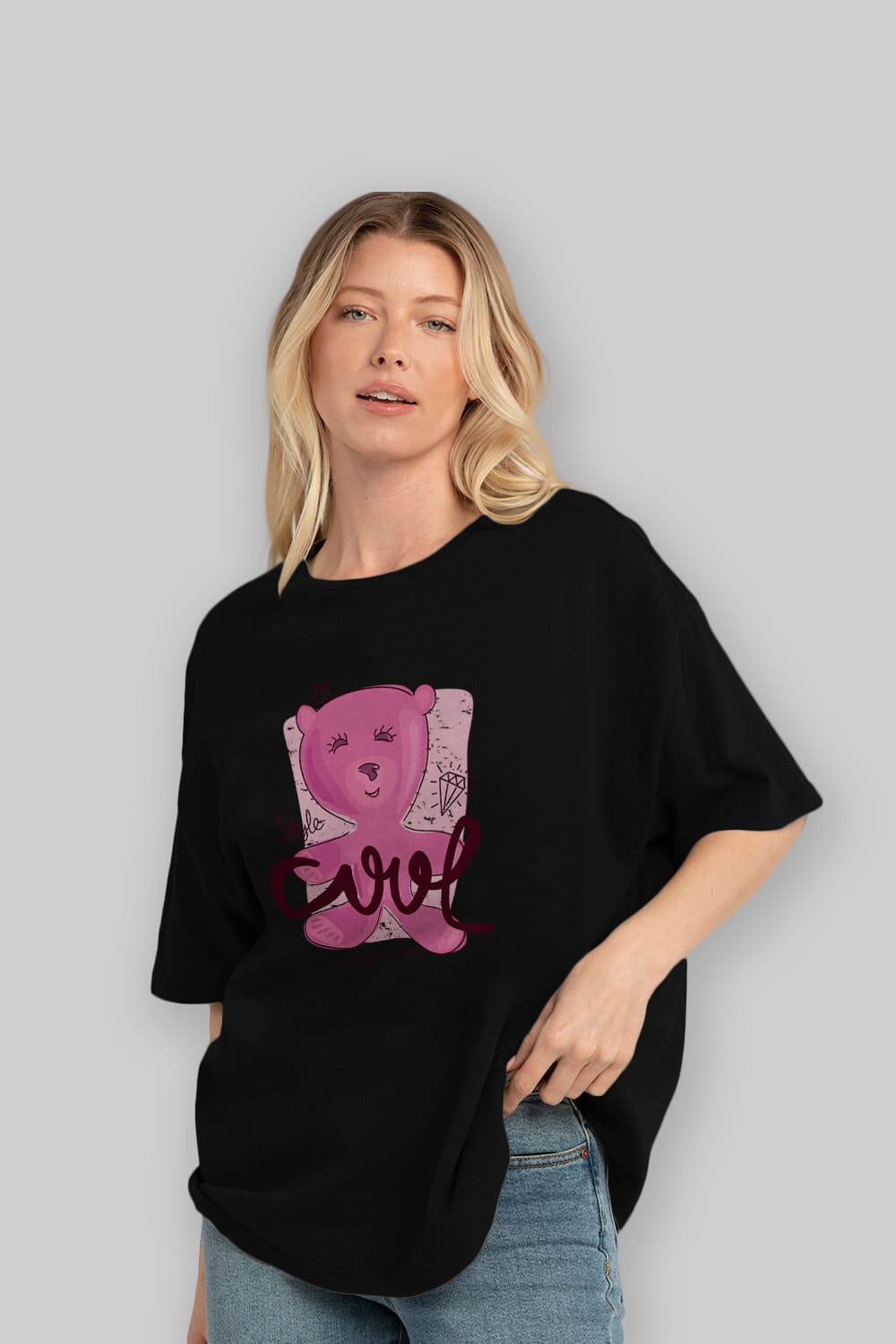 Cool Style Bear Ön Baskılı Oversize t-shirt Erkek Kadın Unisex