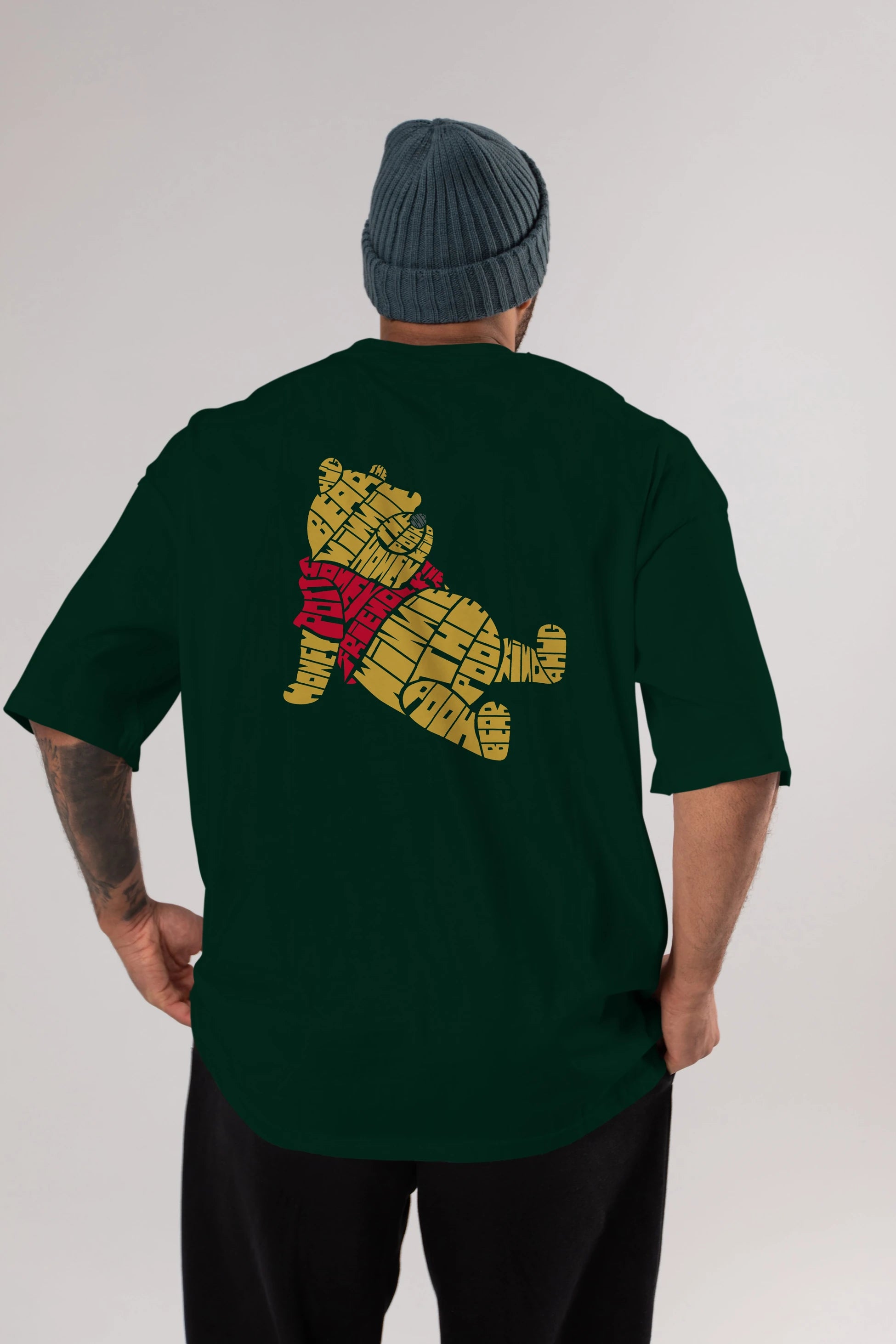 Winnie The Pooh Arka Baskılı Oversize t-shirt %100 pamuk Erkek Kadın Unisex