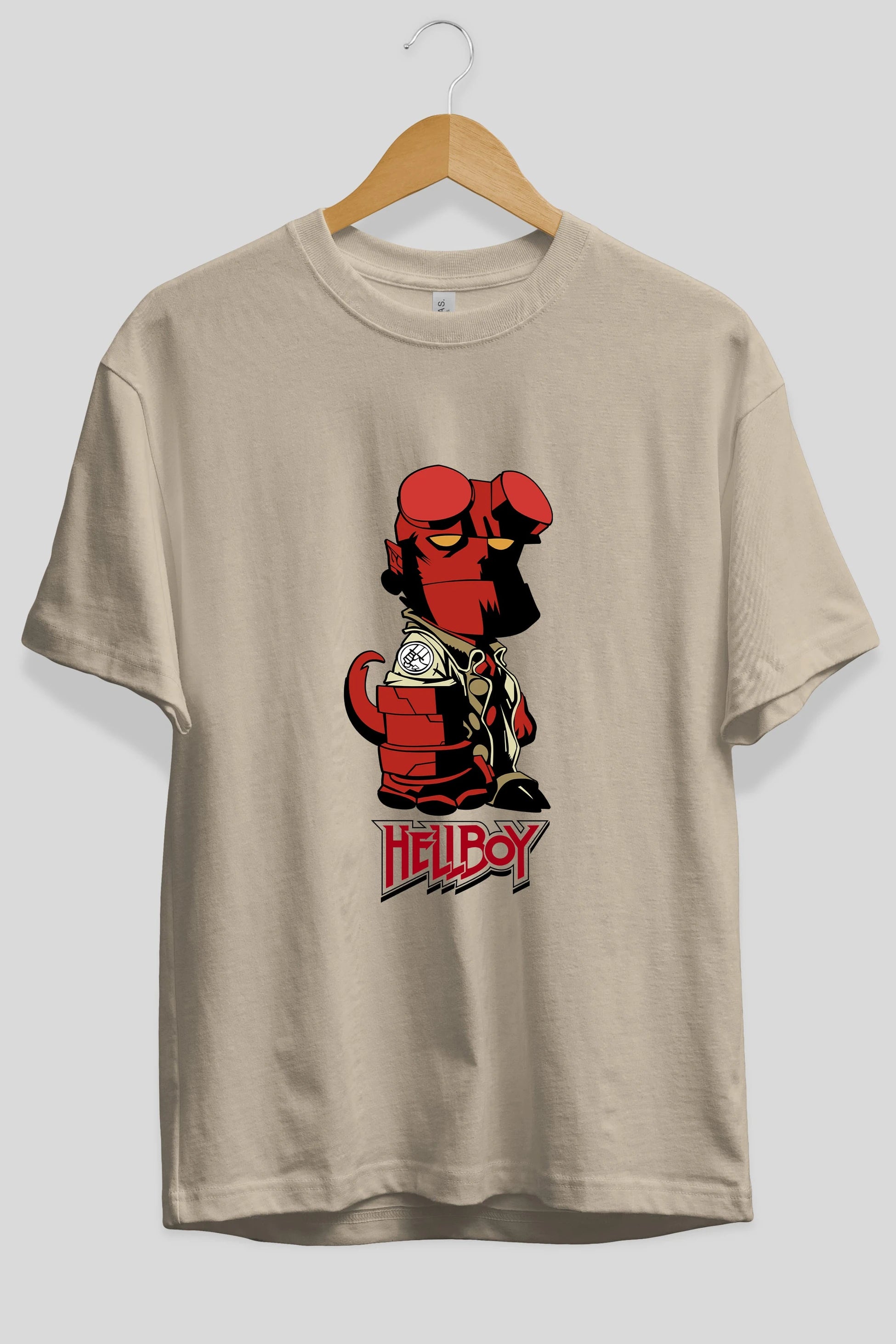 Hellboy (1) Ön Baskılı Oversize t-shirt Erkek Kadın Unisex %100 Pamuk Bisiklet Yaka tişort