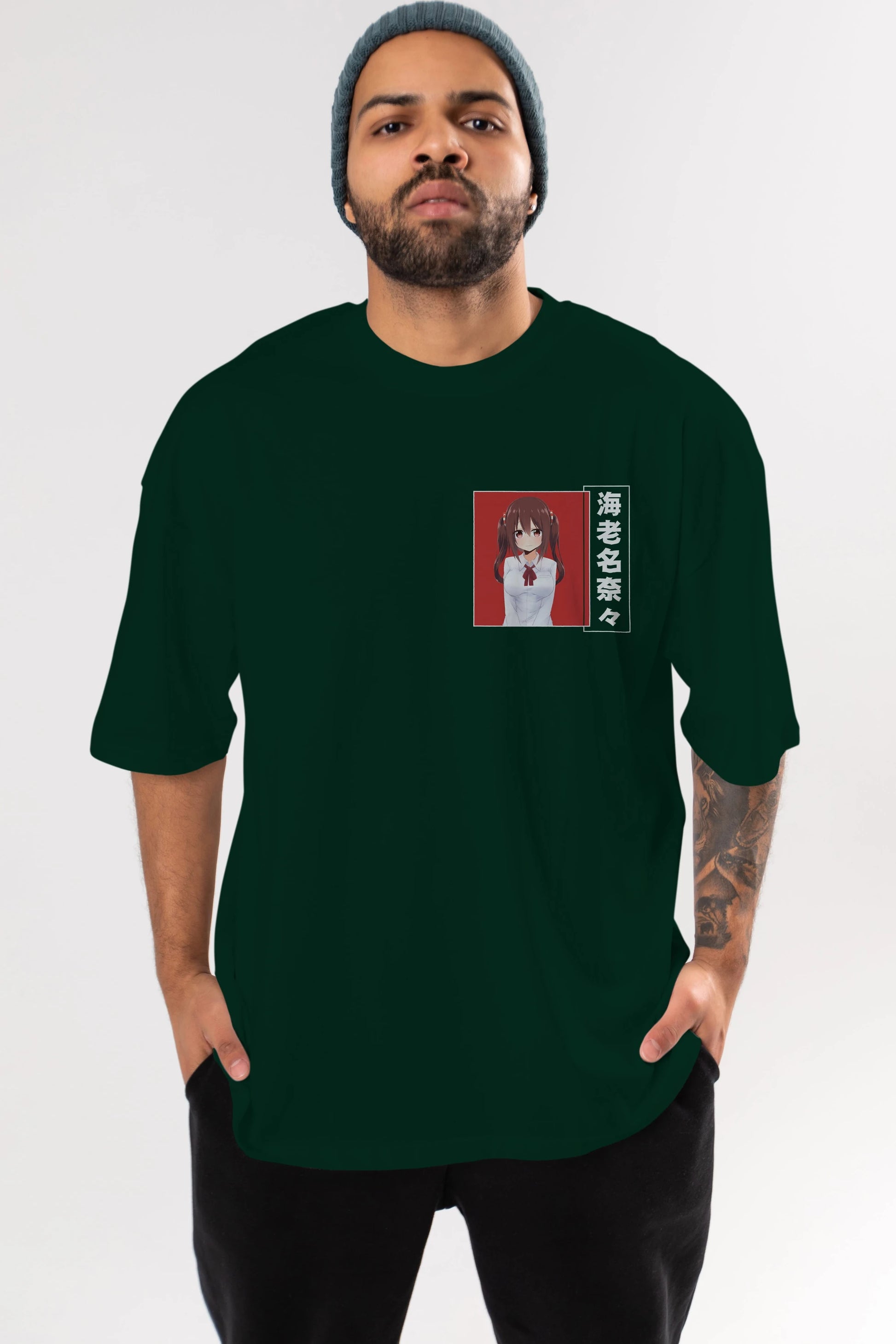 Nana Ebina 1 Ön Sol Baskılı Oversize t-shirt Erkek Kadın Unisex %100 Pamuk Bisiklet Yaka tişort