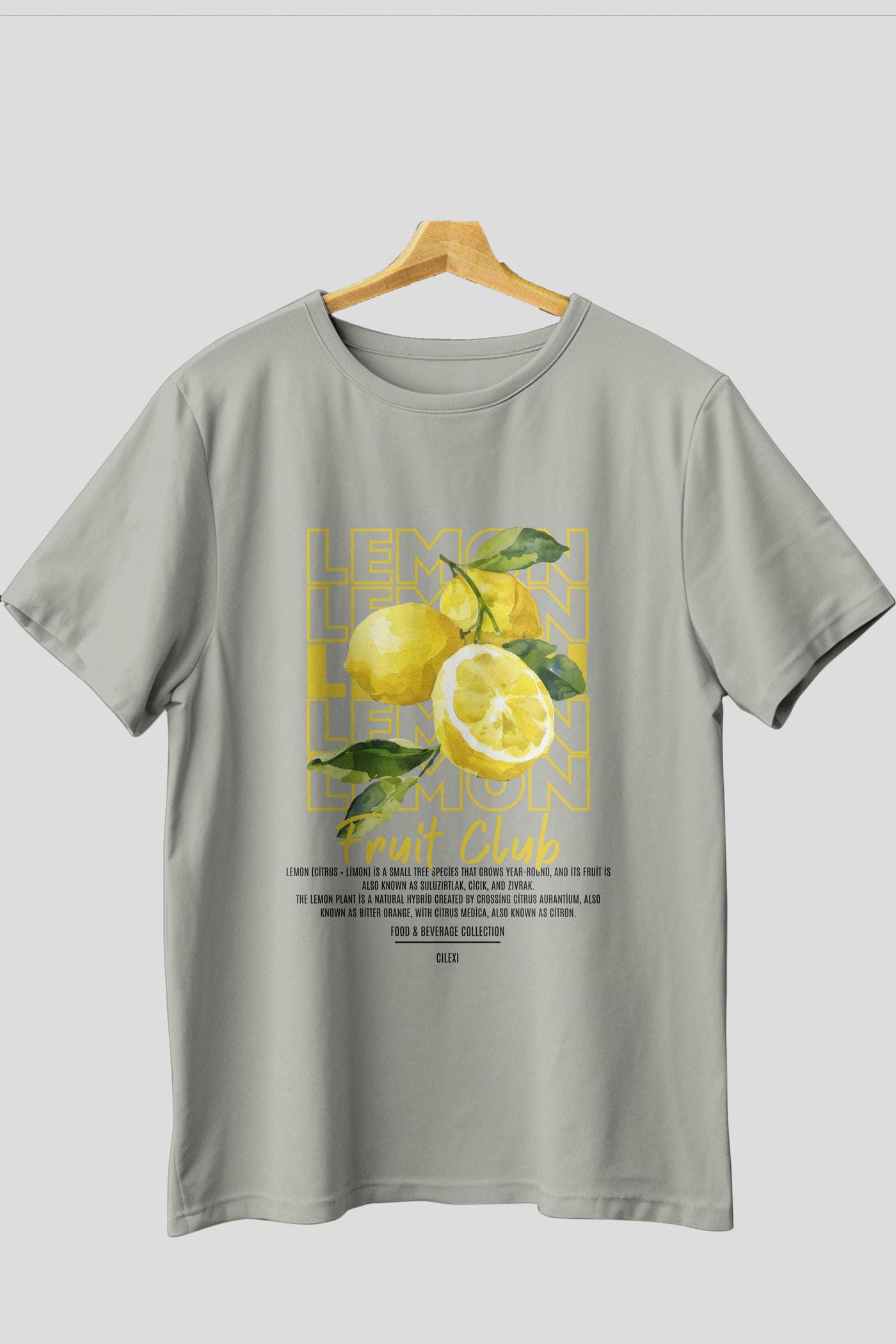 Lemon Ön Baskılı Oversize t-shirt Erkek Kadın Pamuk Bisiklet Yaka tişort