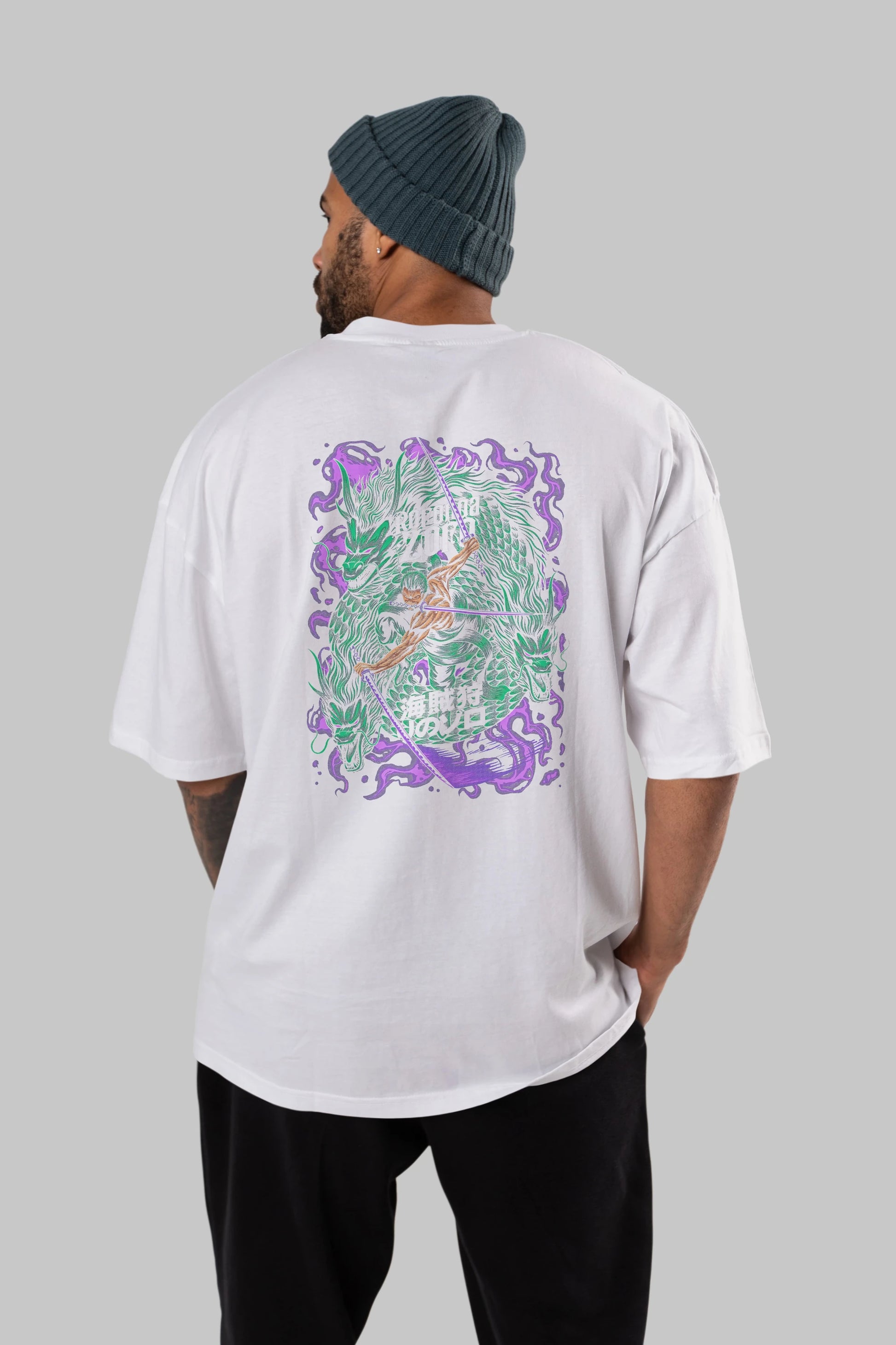 RORONOA ZORO 5 Anime Arka Baskılı Oversize t-shirt Erkek Kadın Unisex