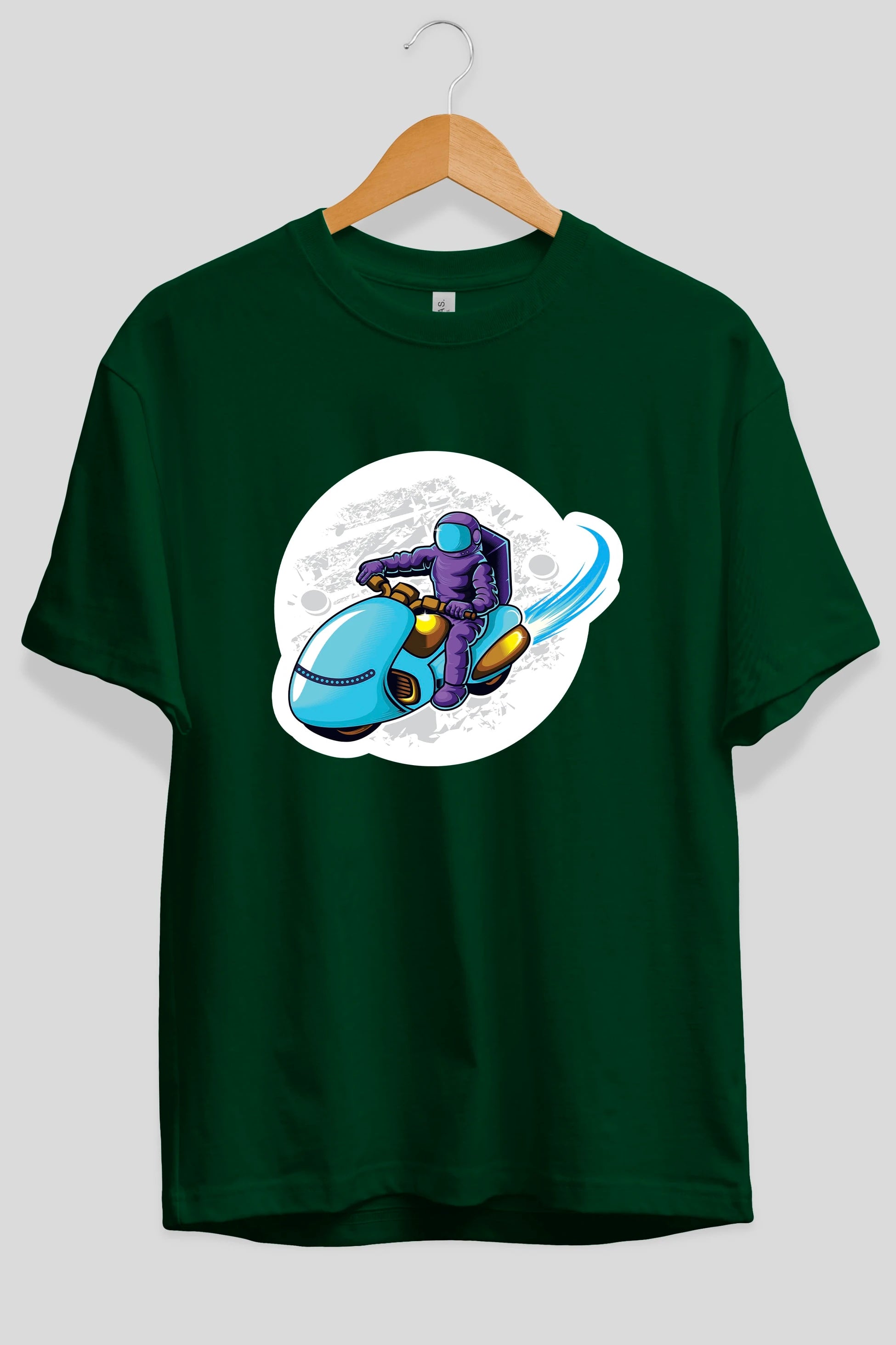 Astrorider in Space Sticker Ön Baskılı Oversize t-shirt Erkek Kadın Unisex