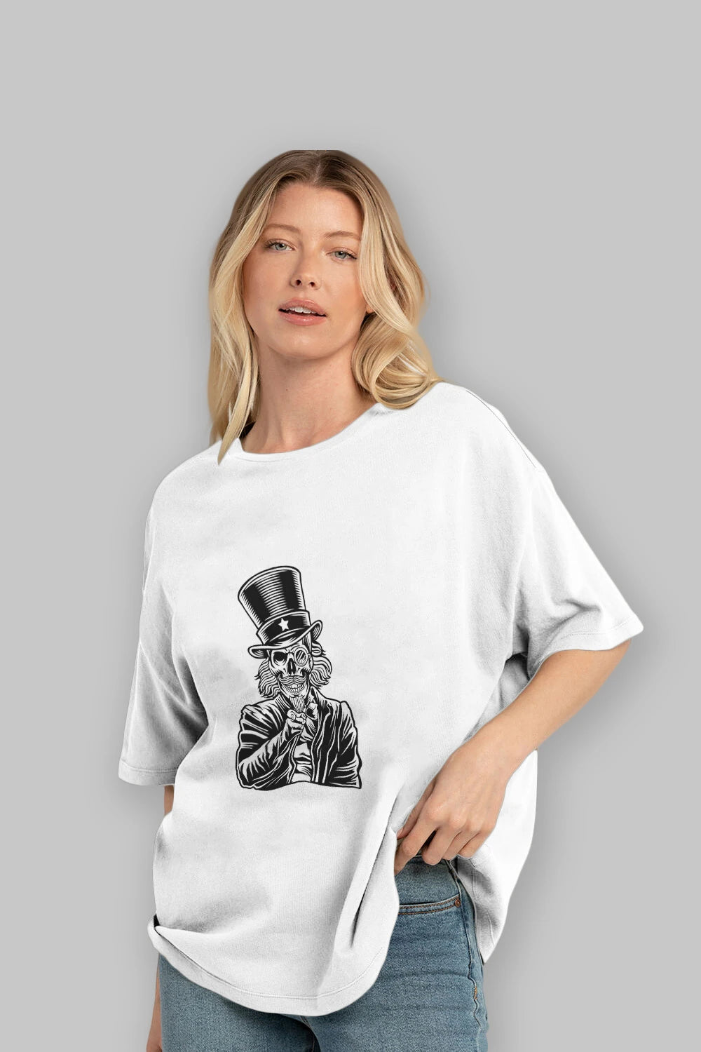 I Want You Skull Ön Baskılı Oversize t-shirt Erkek Kadın Unisex %100 Pamuk tişort
