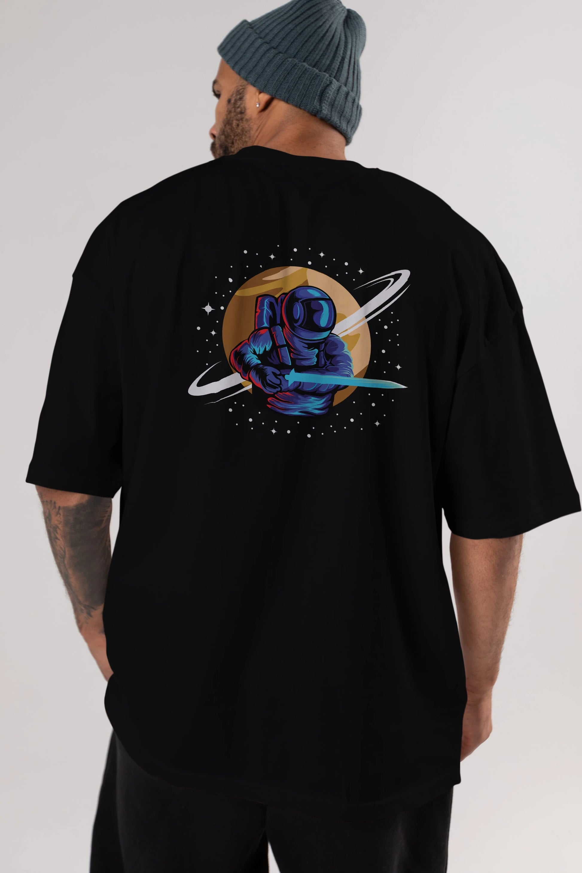 Astro Knight Arka Baskılı Oversize t-shirt Erkek Kadın Unisex