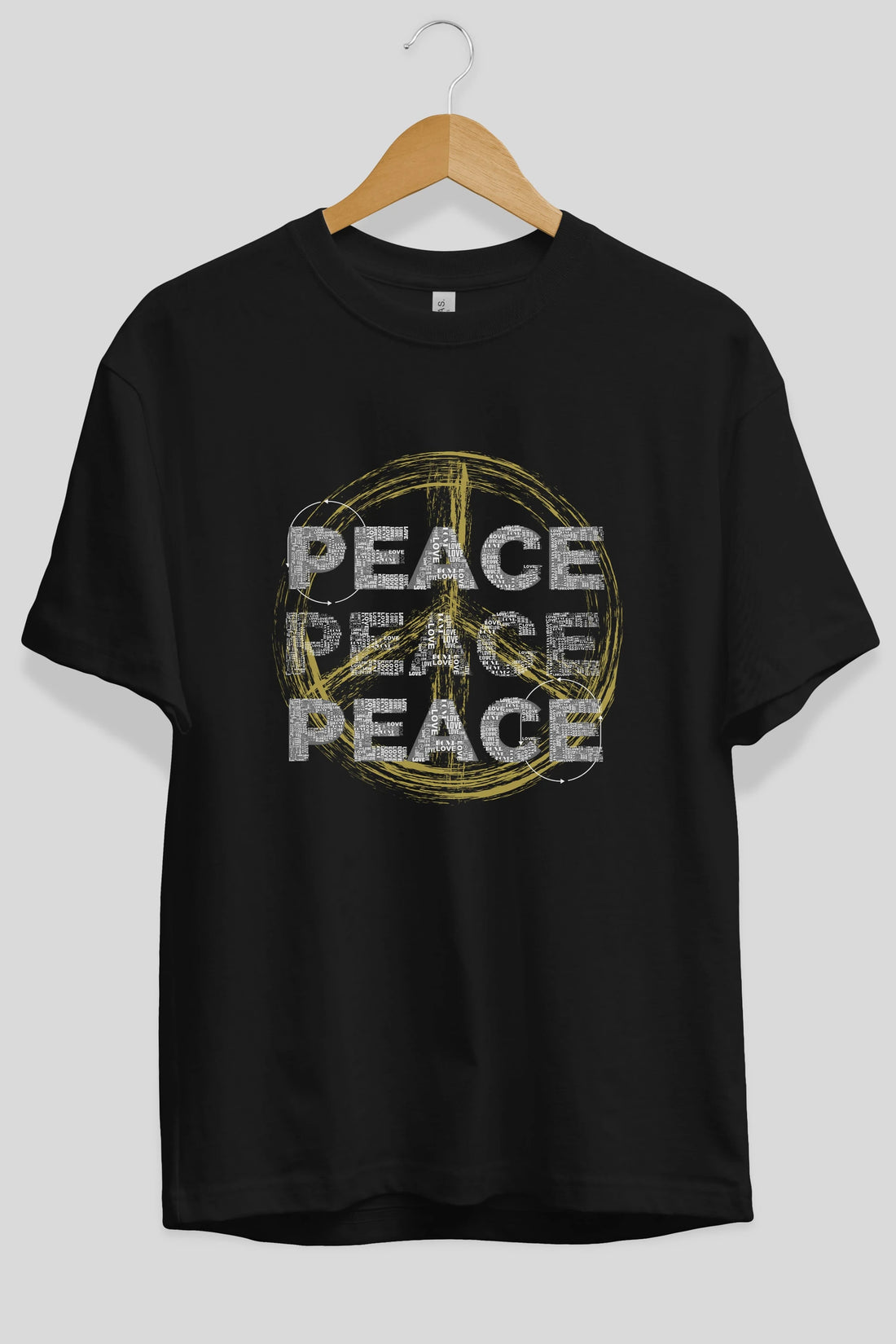 Peace Yazılı Ön Baskılı Oversize t-shirt Erkek Kadın Unisex