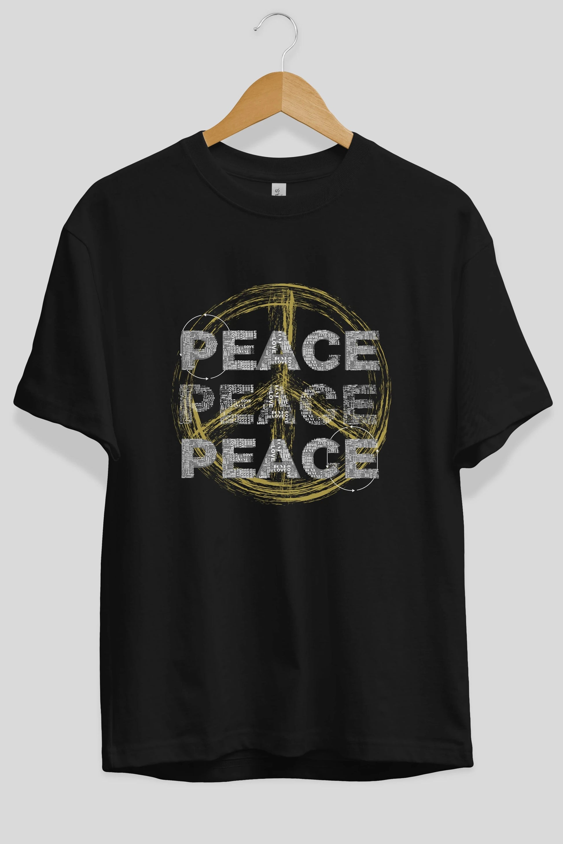 Peace Yazılı Ön Baskılı Oversize t-shirt Erkek Kadın Unisex