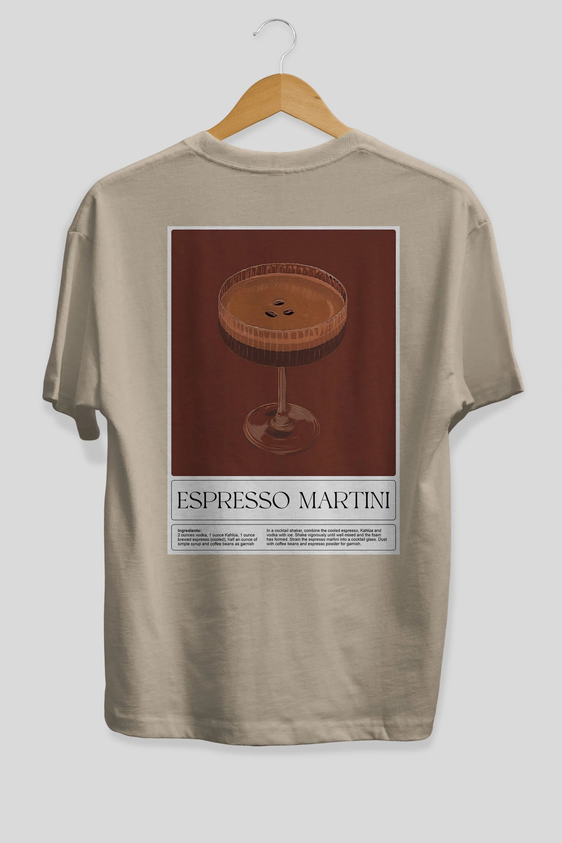 Espresso Martini Arka Baskılı Oversize t-shirt Erkek Kadın Unisex %100 Pamuk Bisiklet Yaka tişort