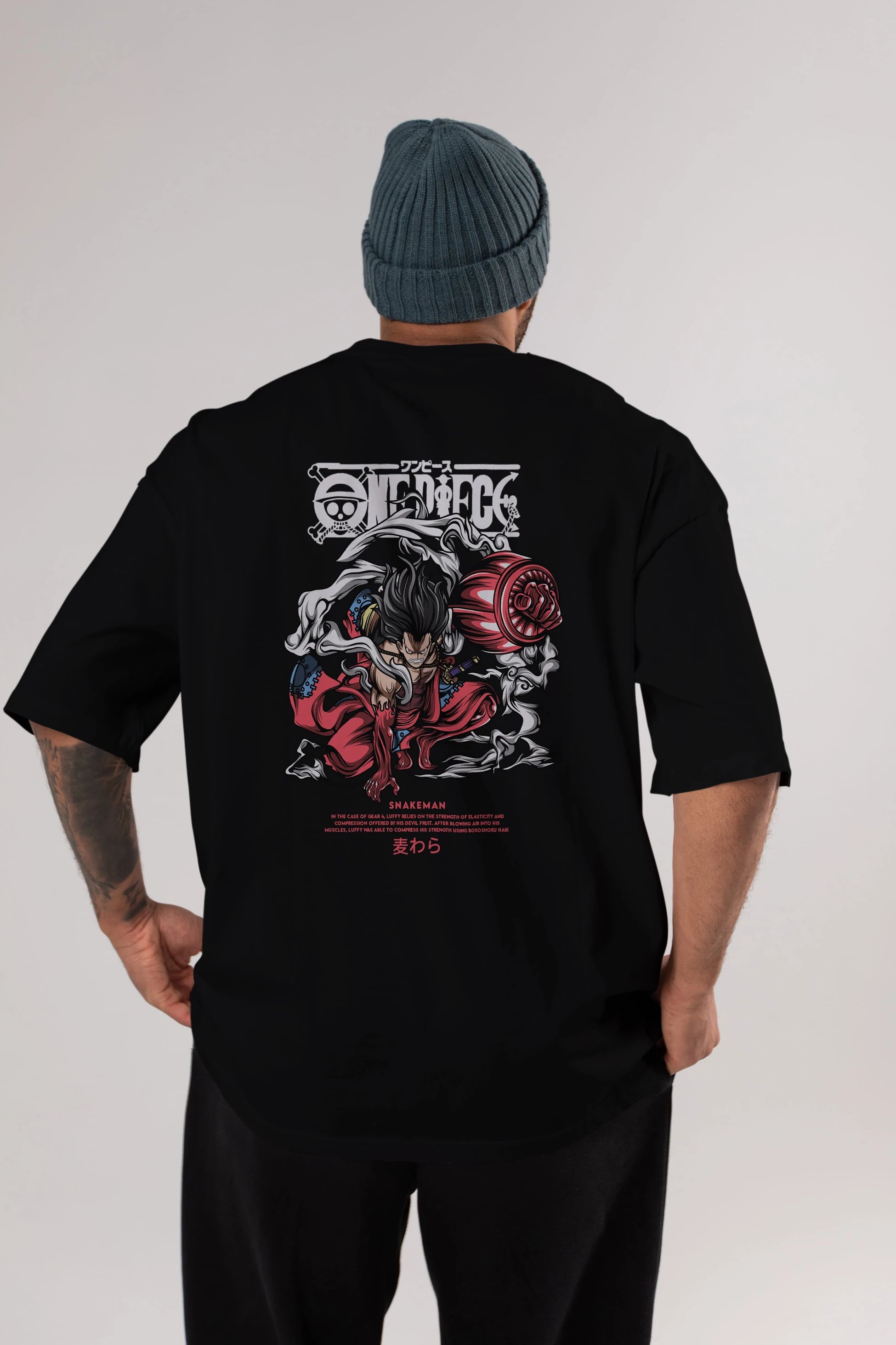 One Piece Snakeman Anime Arka Baskılı Oversize t-shirt Erkek Kadın Unisex