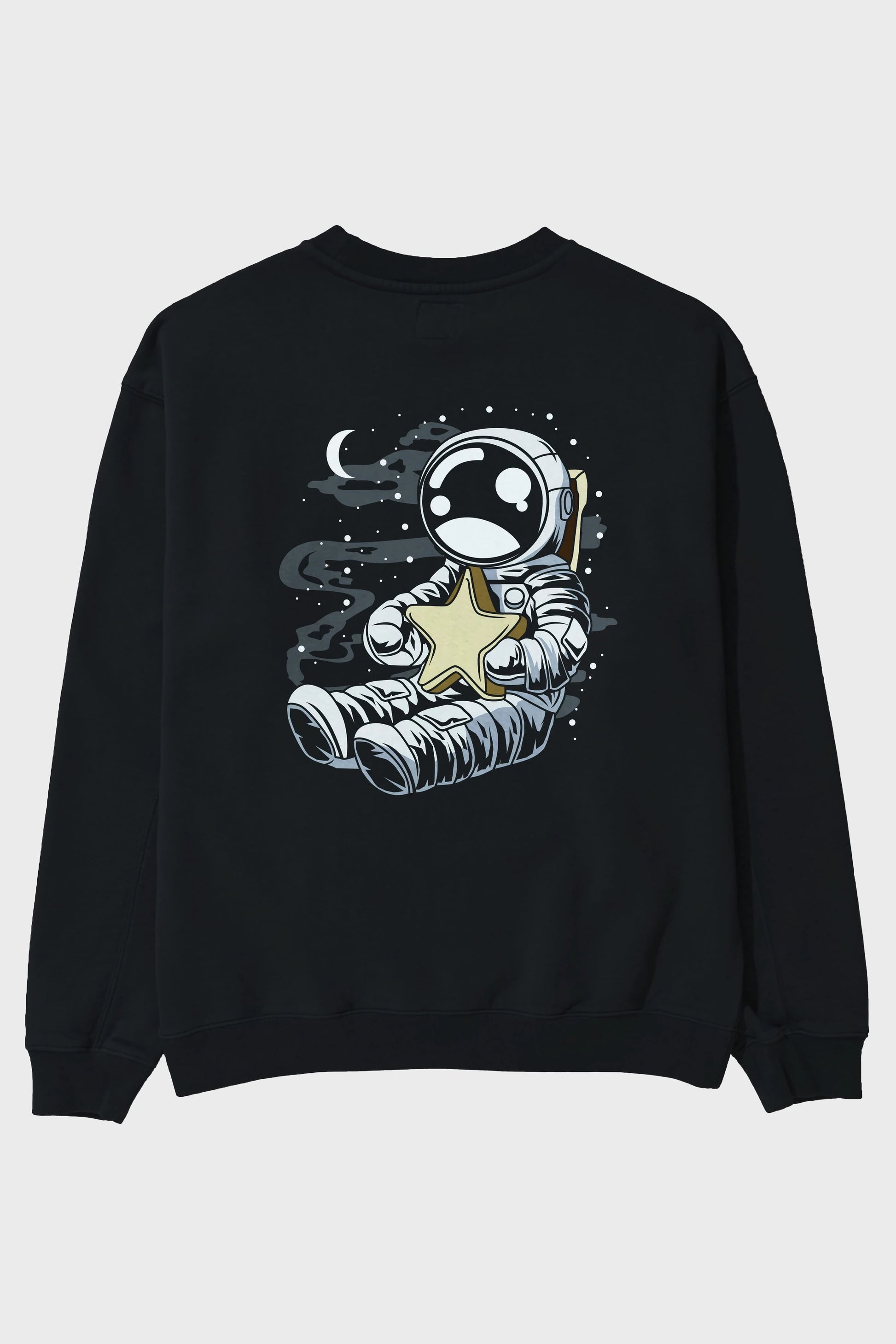 Astronaut Holding The Star Arka Baskılı Oversize Sweatshirt Erkek Kadın Unisex
