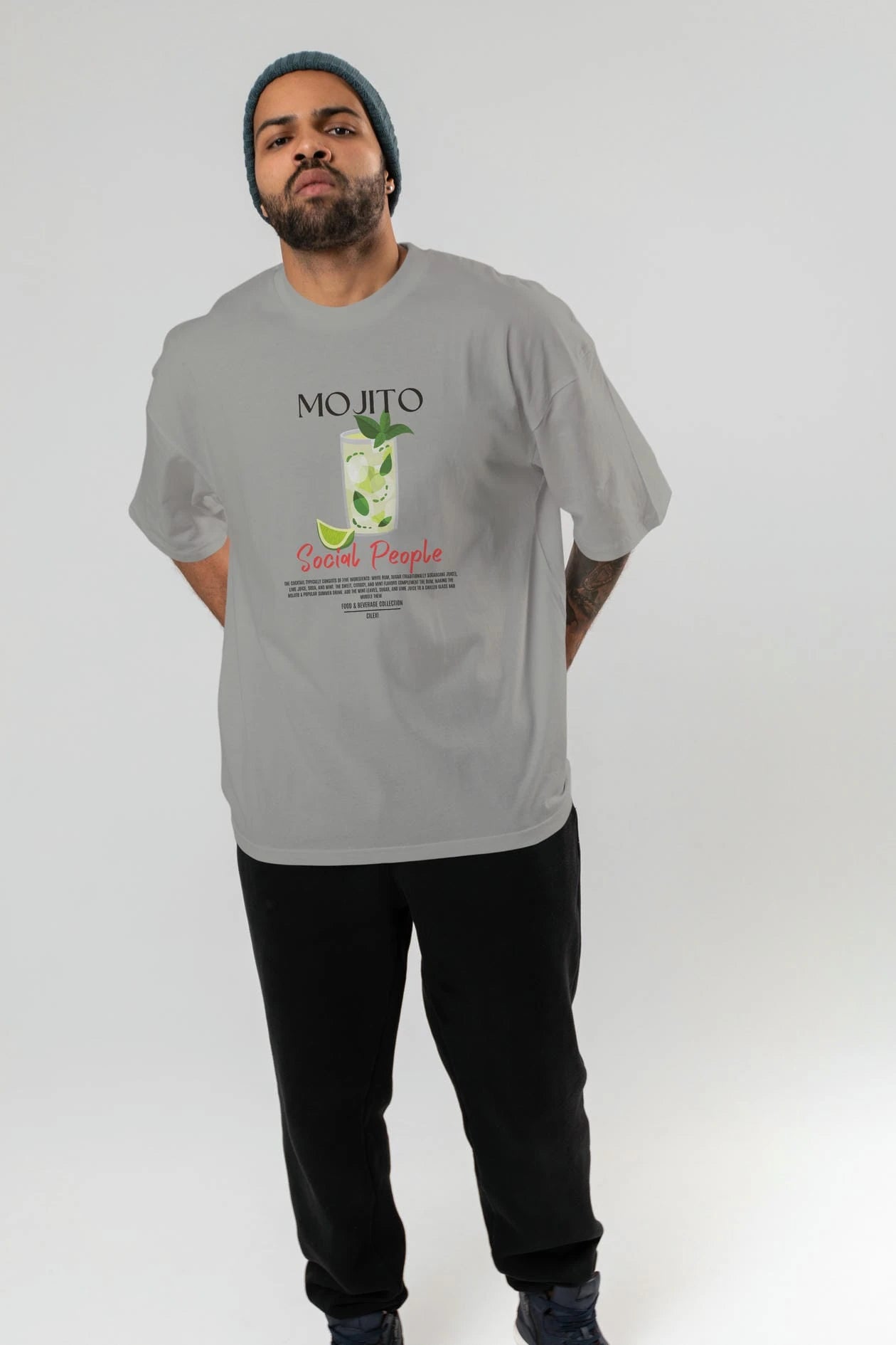 Mojıto Kokteyl Serisi ön Baskılı Oversize t-shirt Erkek Kadın %100 Pamuk Bisiklet Yaka tişort