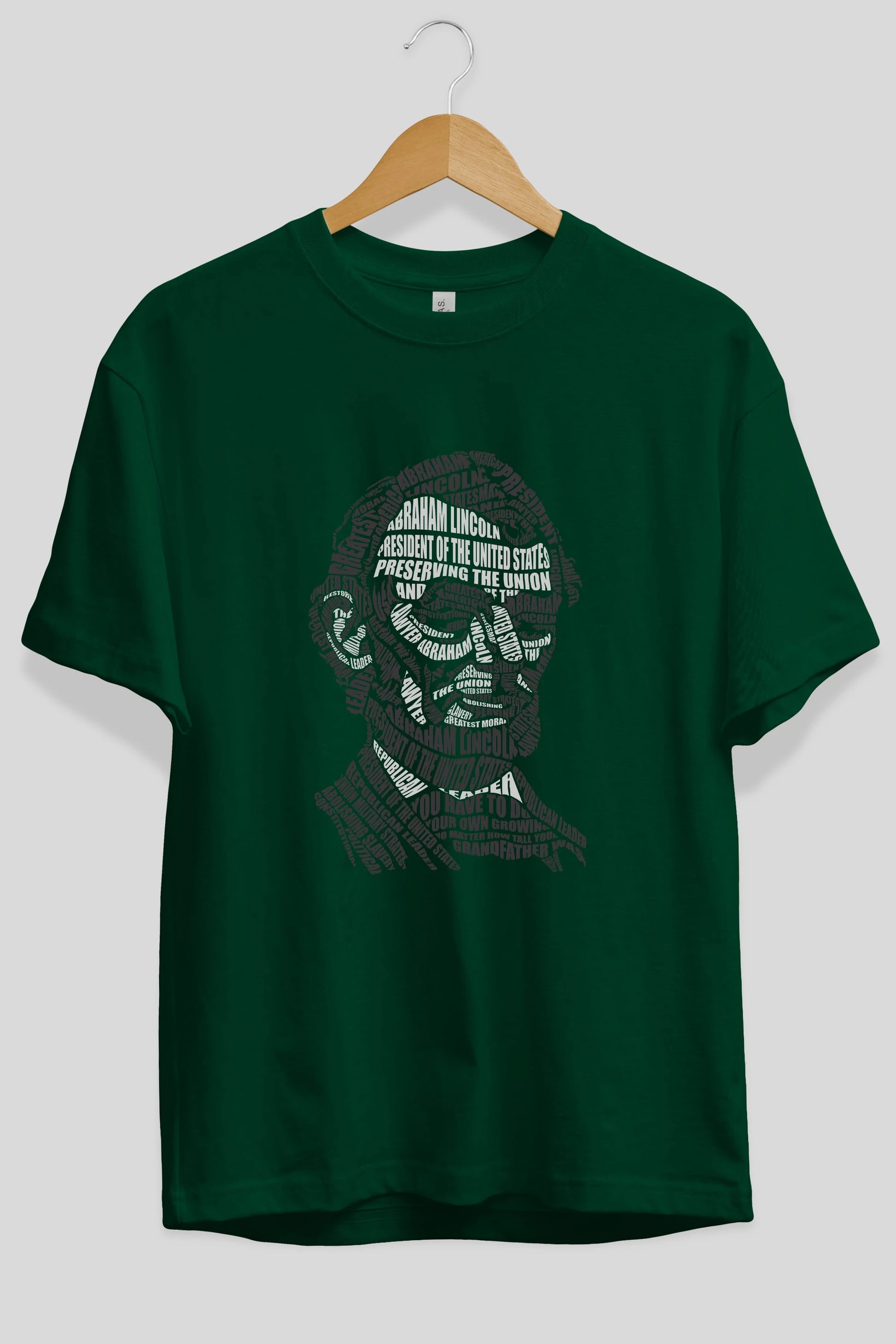 Abraham Lincoln Calligram Ön Baskılı Oversize t-shirt %100 pamuk Erkek Kadın Unisex