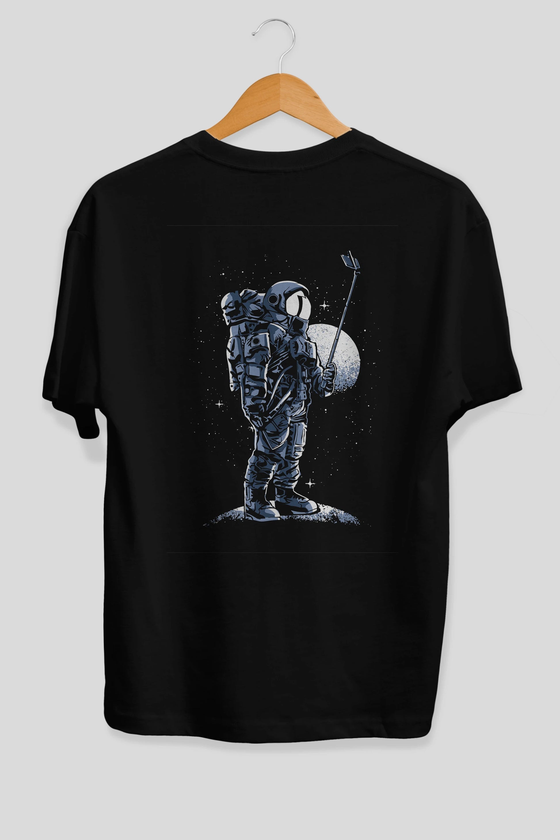 Selfie Astronaut Arka Baskılı Oversize t-shirt Erkek Kadın Unisex %100 Pamuk