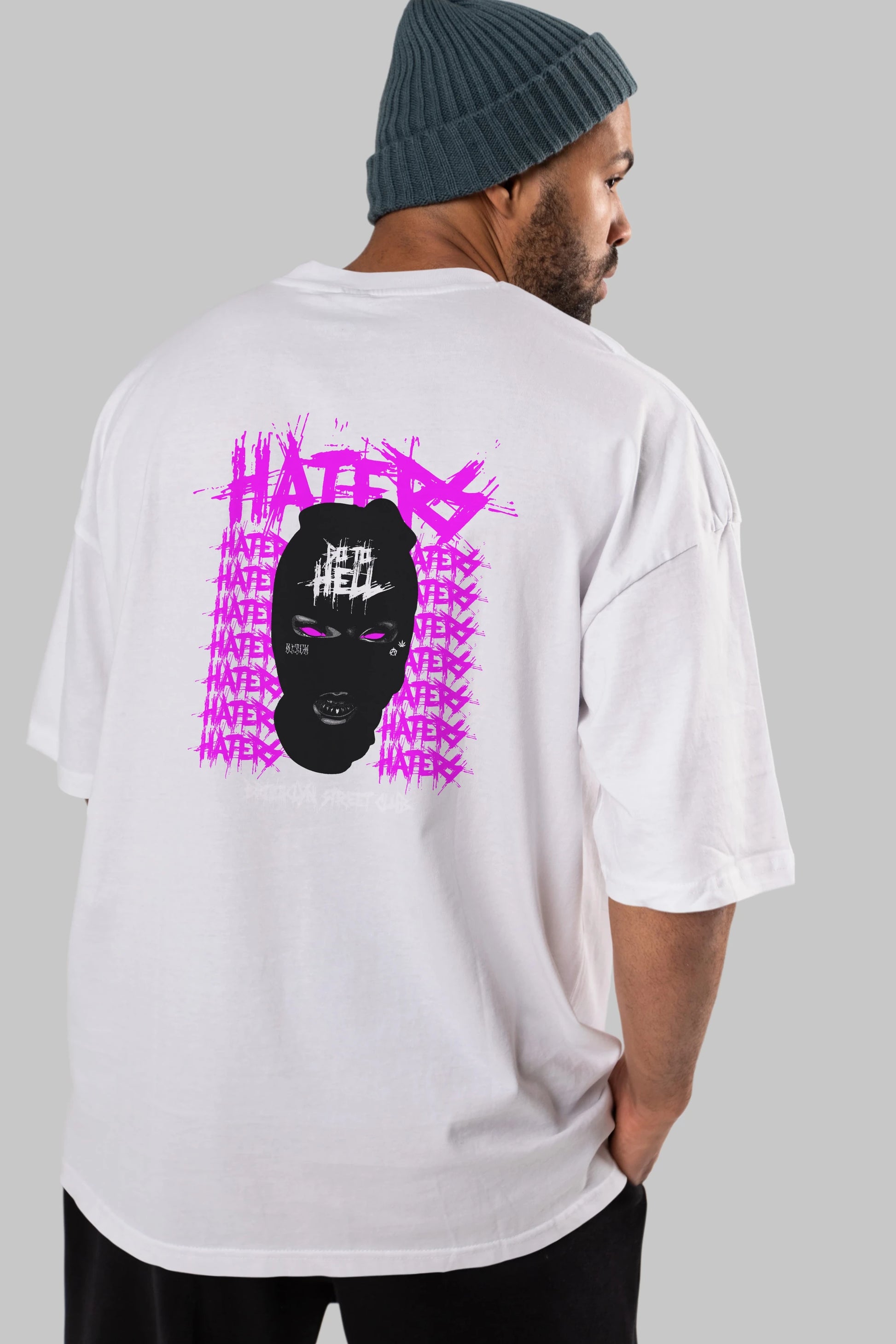 Haters Brooklyn Street Club Arka Baskılı Oversize t-shirt Erkek Kadın Unisex