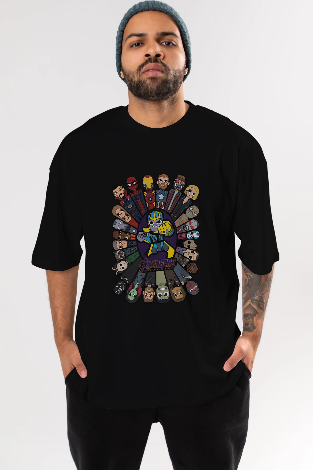 The Avengers (2) Ön Baskılı Oversize t-shirt Erkek Kadın Unisex %100 Pamuk Bisiklet Yaka tişort
