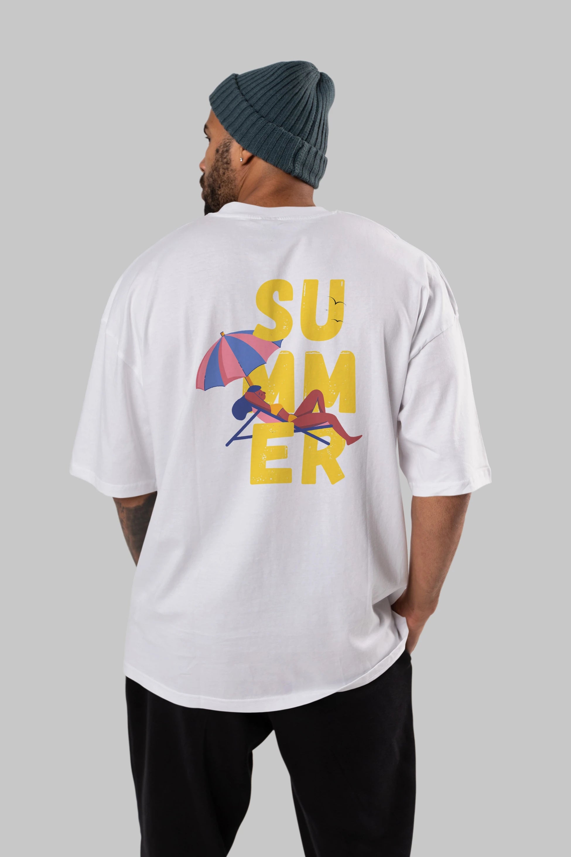 Summer Yazılı Arka Baskılı Oversize t-shirt Erkek Kadın Unisex