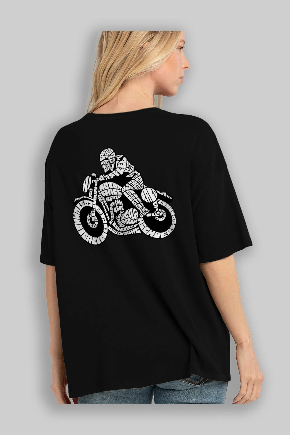Caferacer Arka Baskılı Oversize t-shirt %100 pamuk Erkek Kadın Unisex