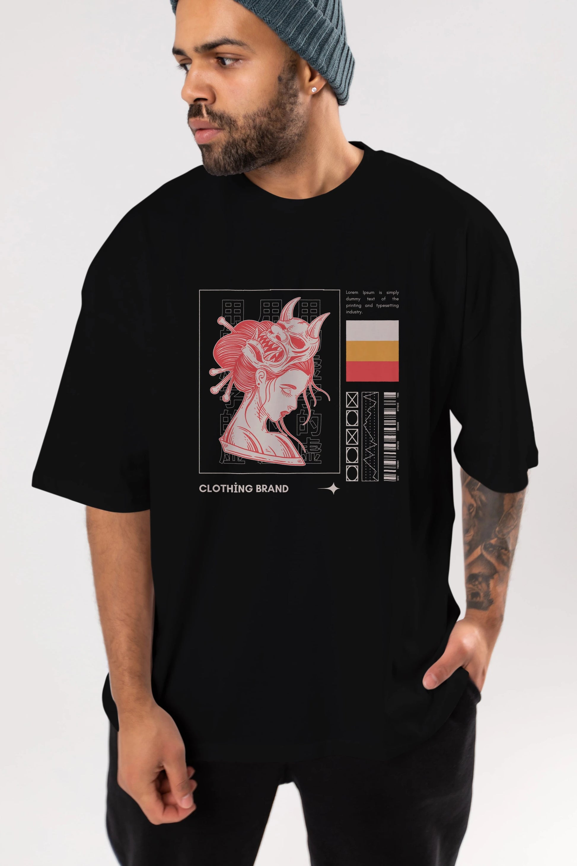 Hipster Japanese Style 2 Ön Baskılı Oversize t-shirt Erkek Kadın Unisex