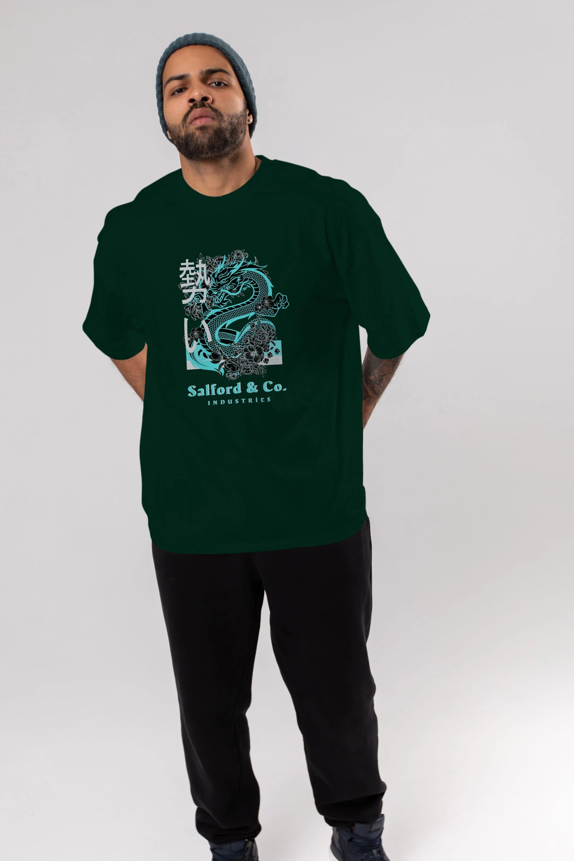 Dragon Ön Baskılı Oversize t-shirt Erkek Kadın Unisex