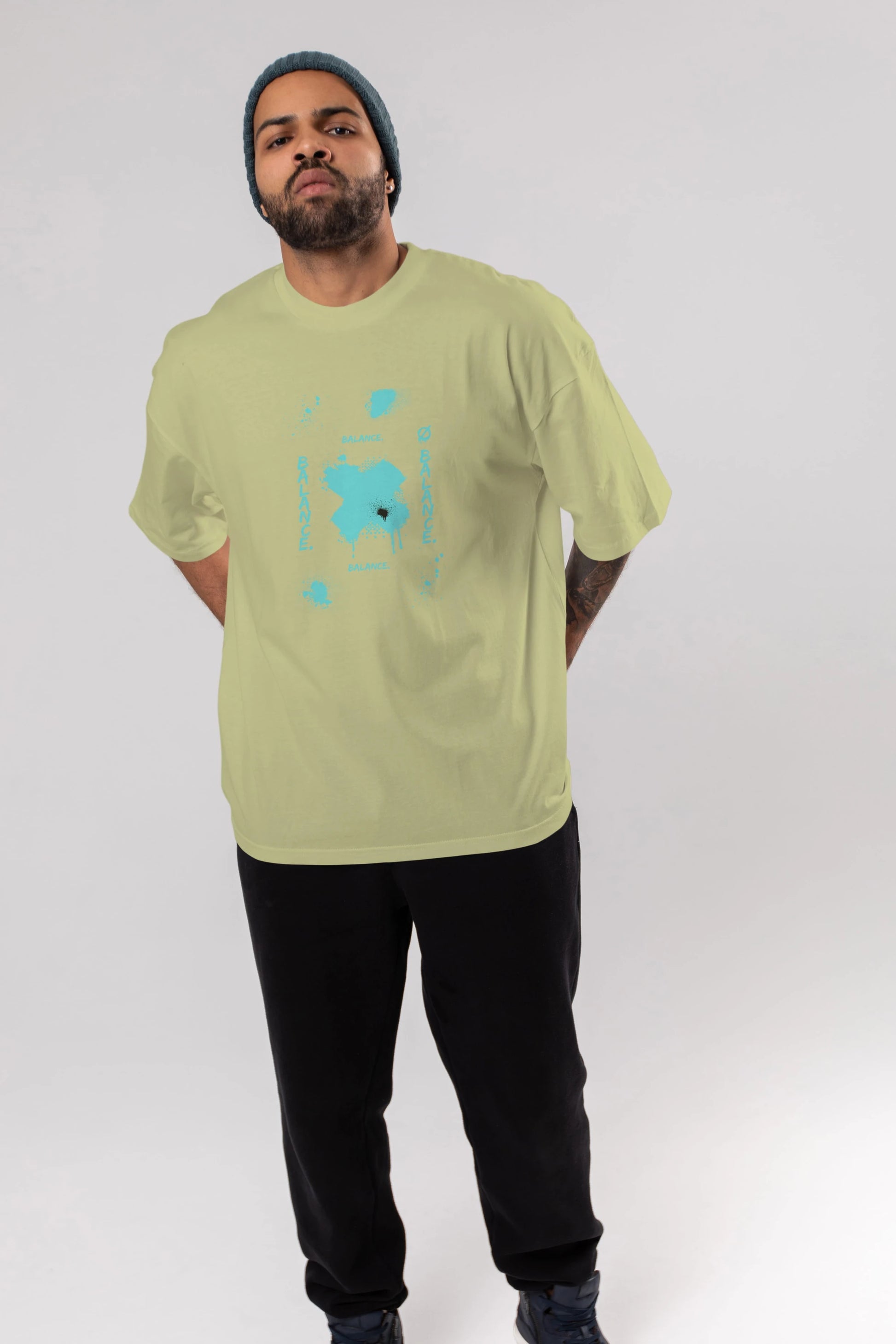 Balance Balance Yazılı Ön Baskılı Oversize t-shirt Erkek Kadın Unisex
