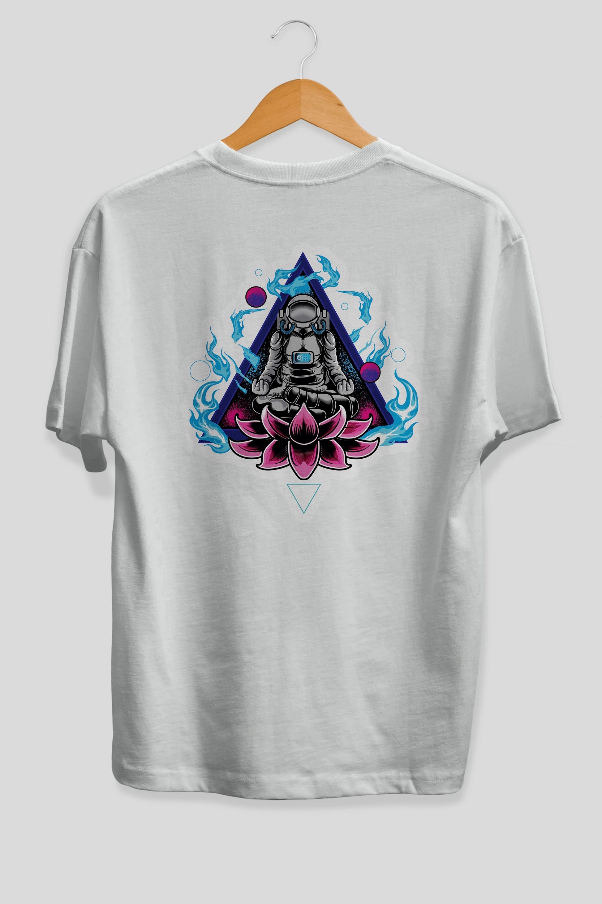 Astronaut Meditation Sticker Arka Baskılı Oversize t-shirt Erkek Kadın Unisex
