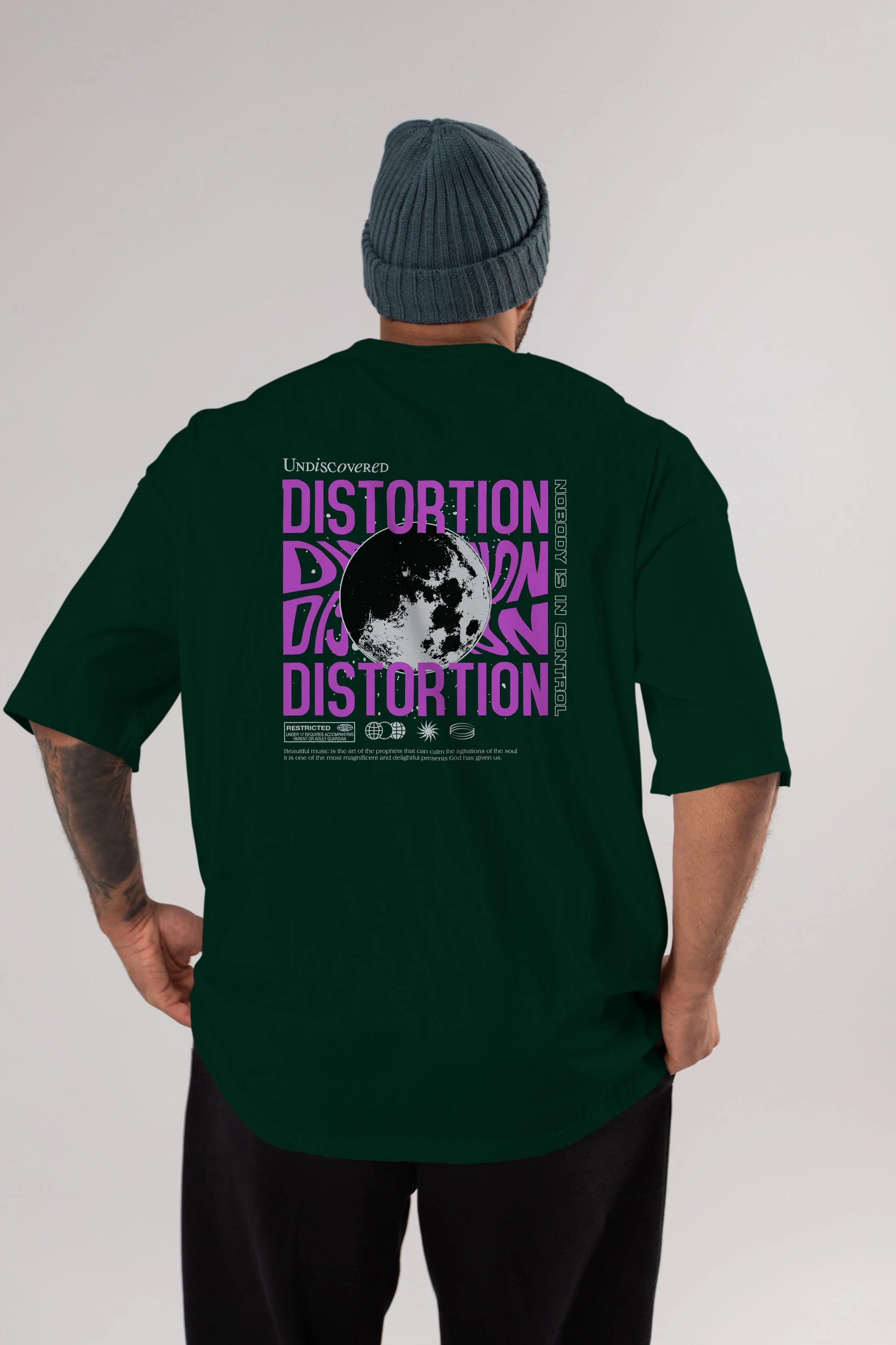 Distortion Arka Baskılı Oversize t-shirt Erkek Kadın Unisex