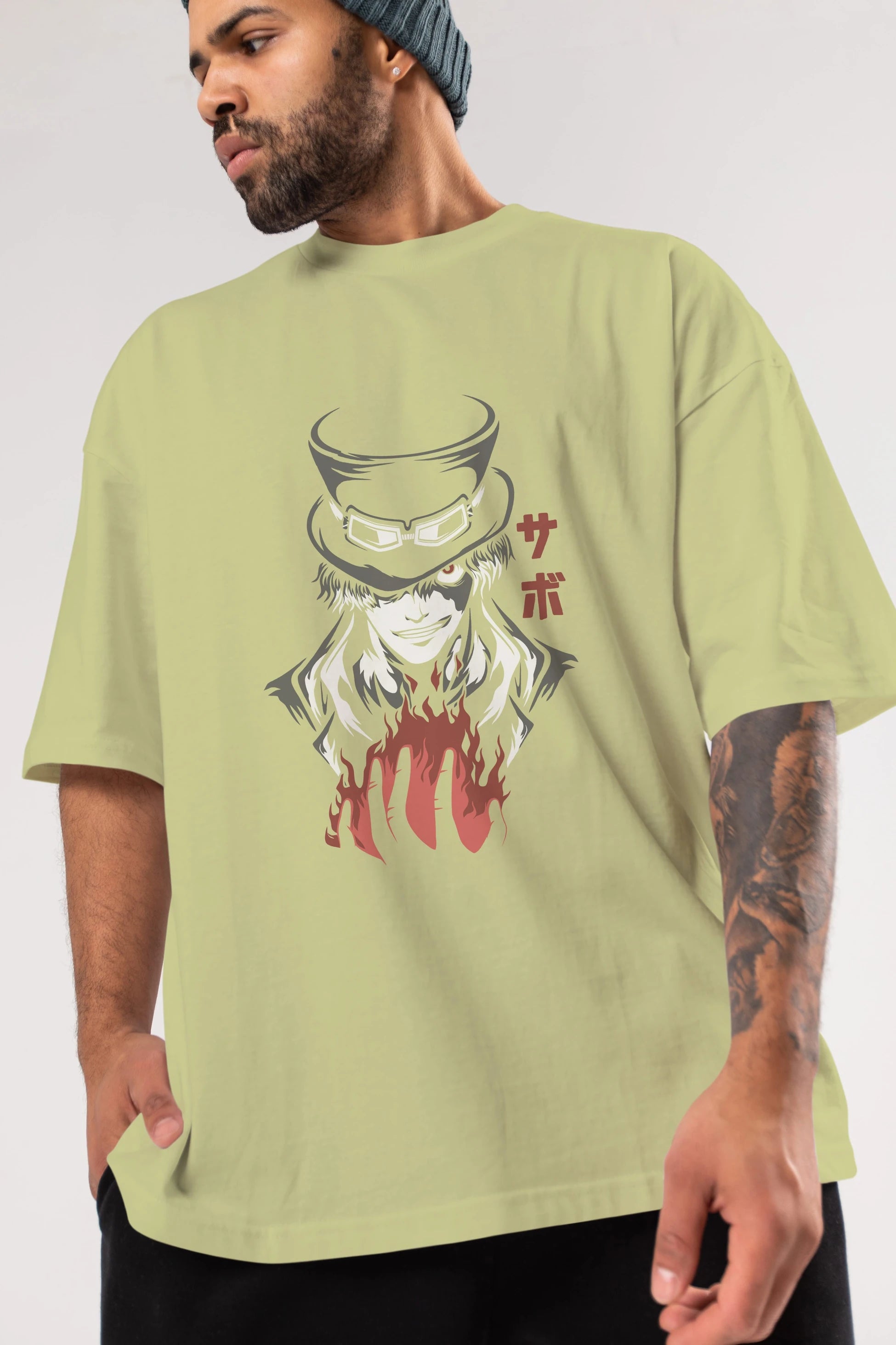 SaboOnePiece Anime Ön Baskılı Oversize t-shirt %100 pamuk Erkek Kadın Unisex
