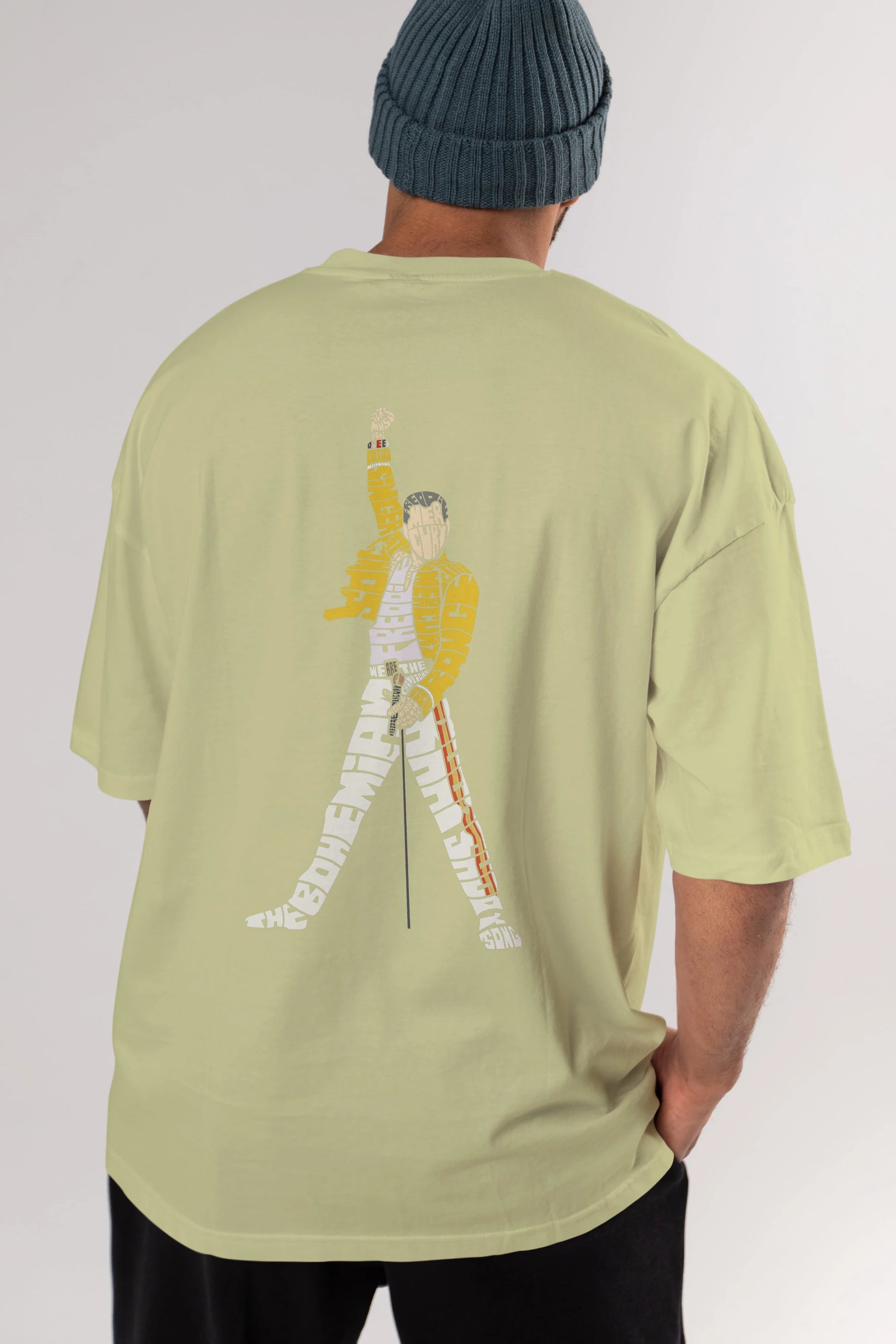 Freddy Mercury Arka Baskılı Oversize t-shirt %100 pamuk Erkek Kadın Unisex