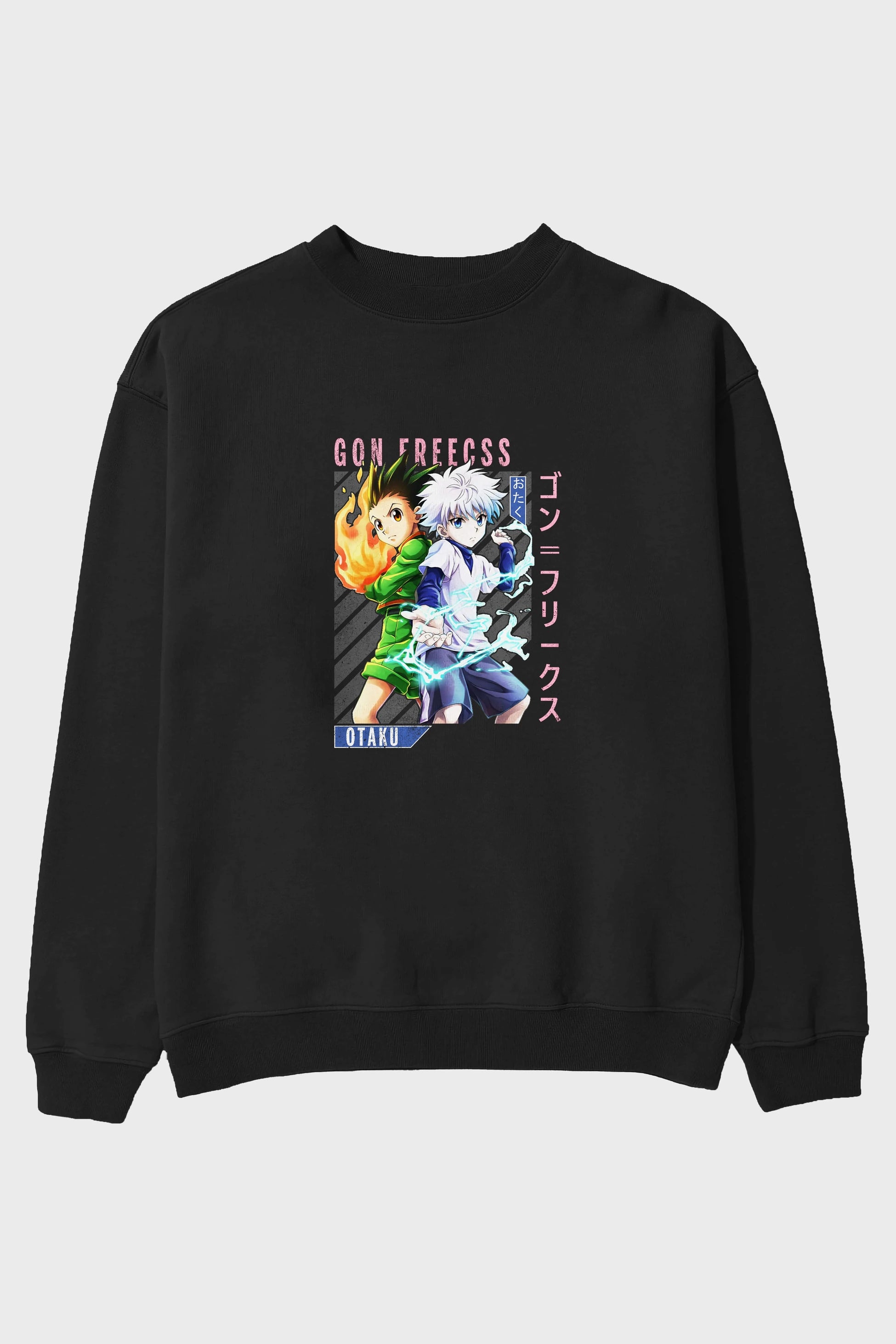 Gon Freecss HUNTER X HUNTER 1 Anime Ön Baskılı Oversize Sweatshirt Erkek Kadın Unisex