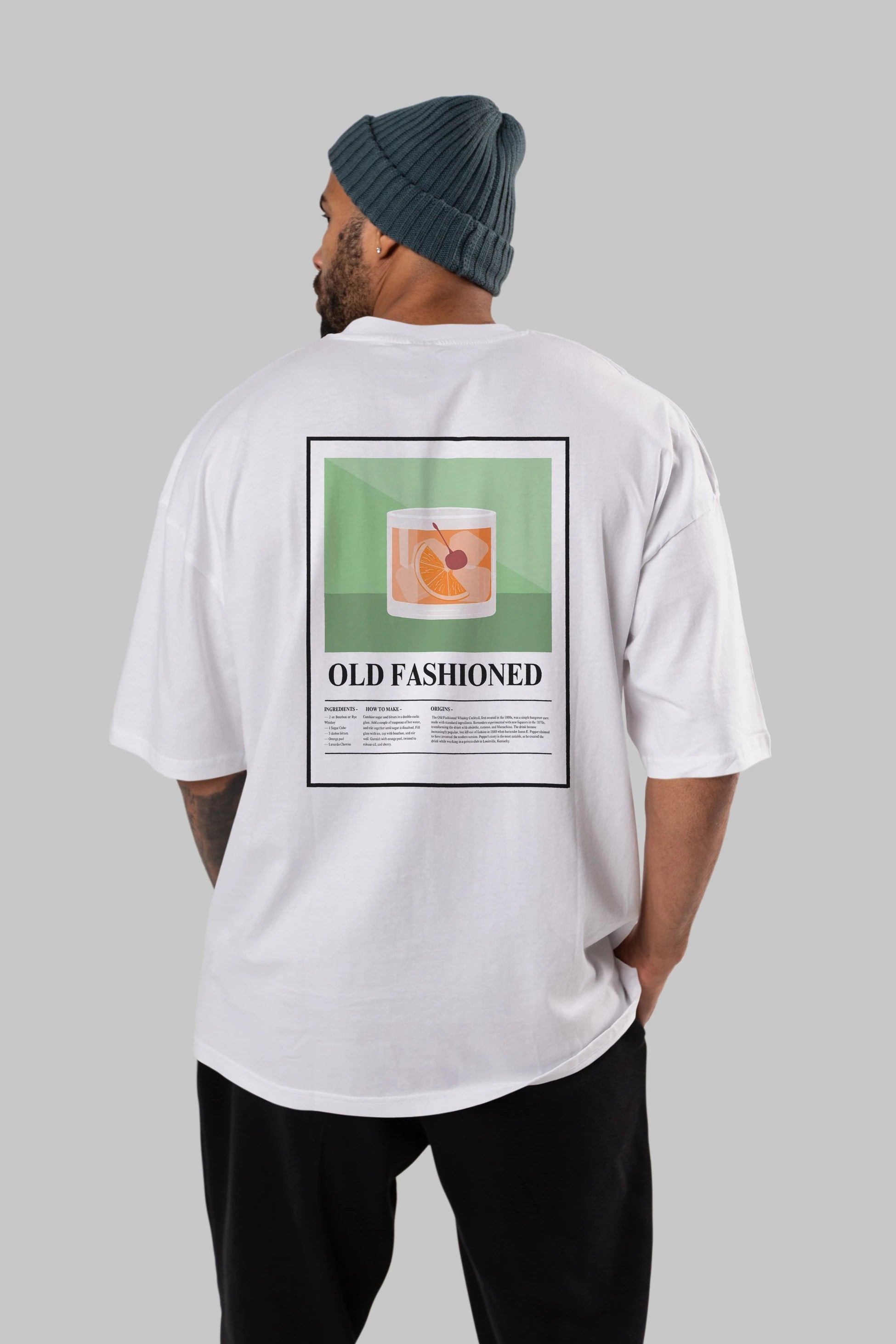 Old Fashioned Arka Baskılı Oversize t-shirt Erkek Kadın Unisex %100 Pamuk Bisiklet Yaka tişort