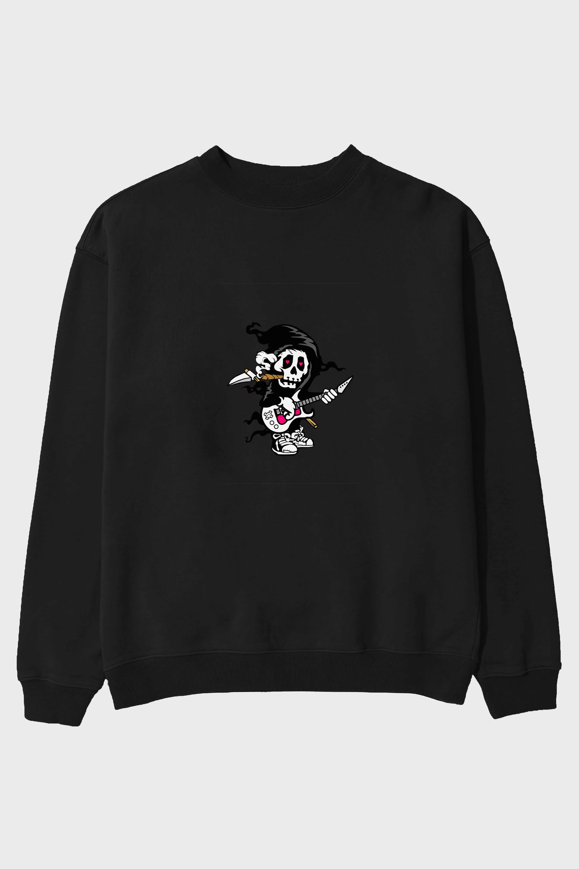 Grim Rockstar Ön Baskılı Oversize Sweatshirt Erkek Kadın Unisex