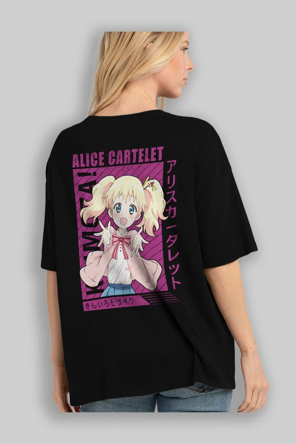 Alice Cartelet 12 Anime Arka Baskılı Oversize t-shirt Erkek Kadın Unisex
