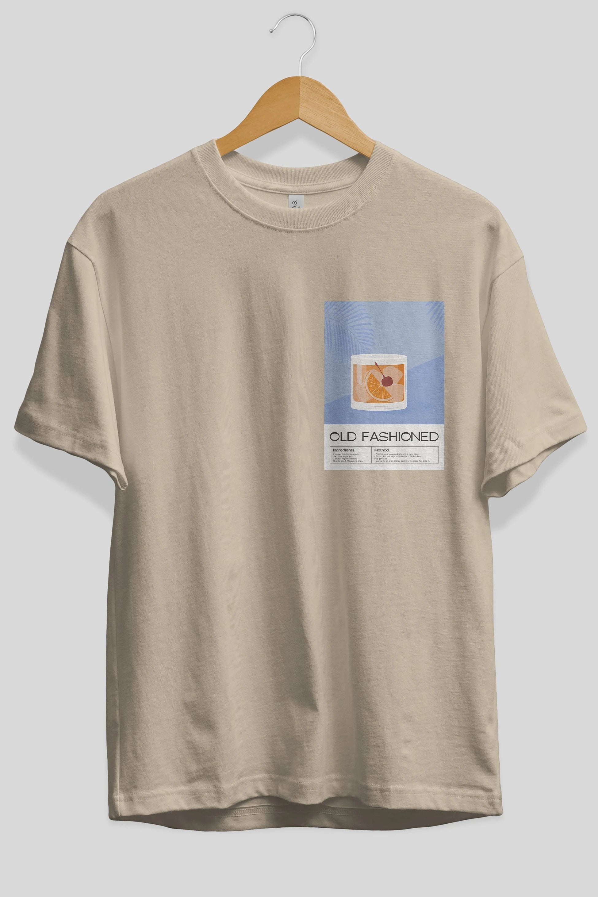 Old Fashioned 3 Ön Sol Baskılı Oversize t-shirt Erkek Kadın Unisex %100 Pamuk Bisiklet Yaka tişort